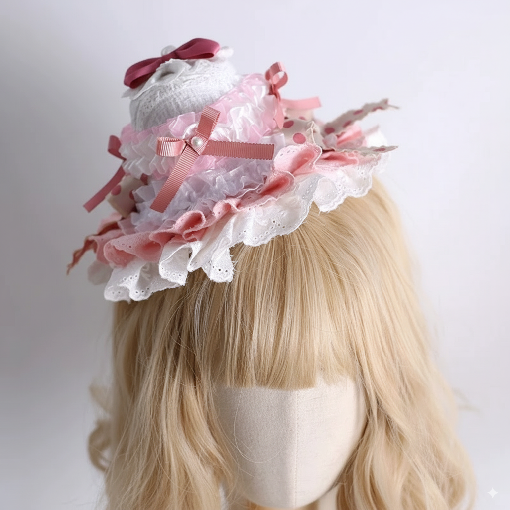 Strawberry Swirl Lace Mini Hat