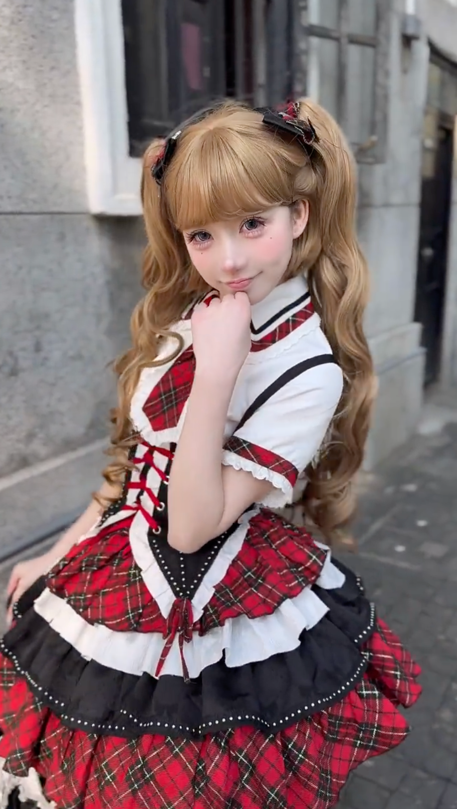 Detail shot of corset lacing and waist