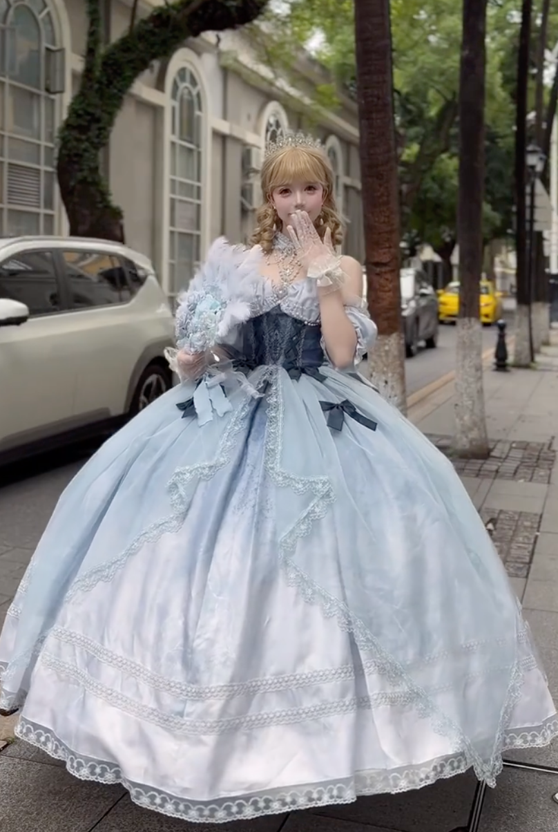 Girl in Celeste Waltz Quinceañera Dress
