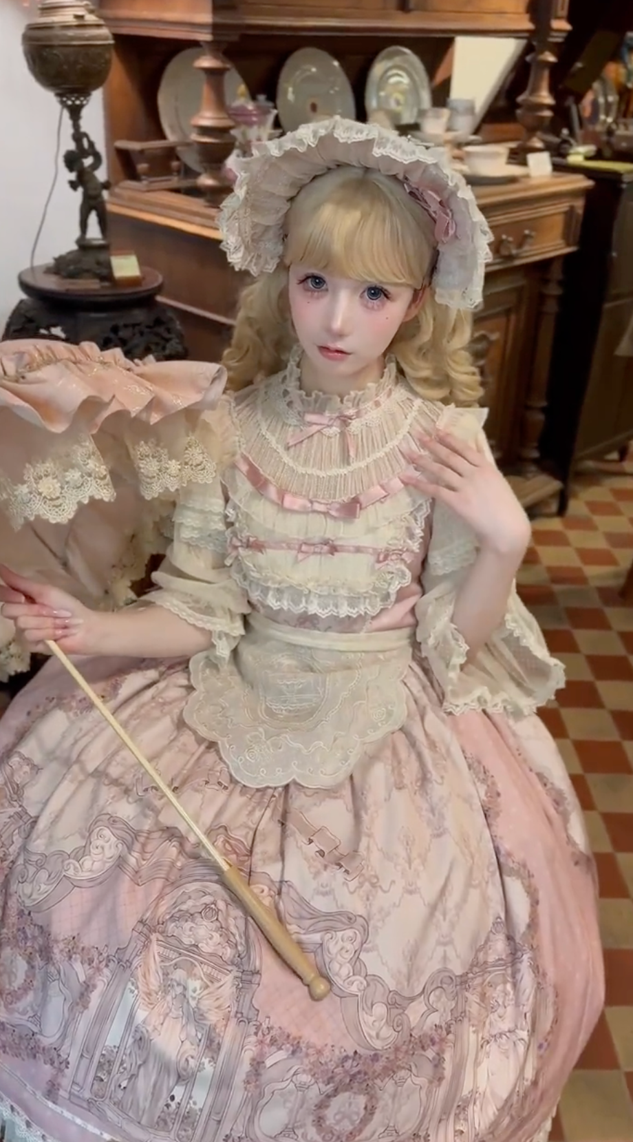 Rococo Garden Melody JSK Set (Antique Pink + Ivory)