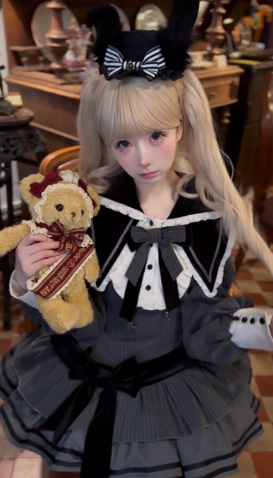 Gothic Bunny Scholar Lolita Dress