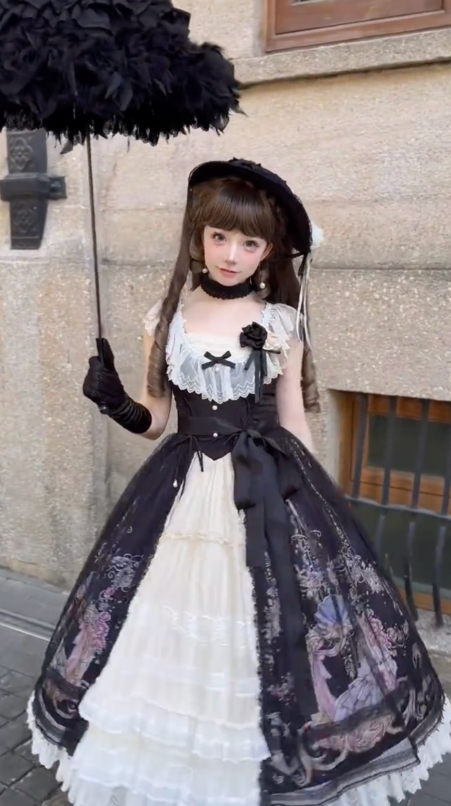 Nocturnal Elegance Aristocrat JSK Set (Black & Ivory)