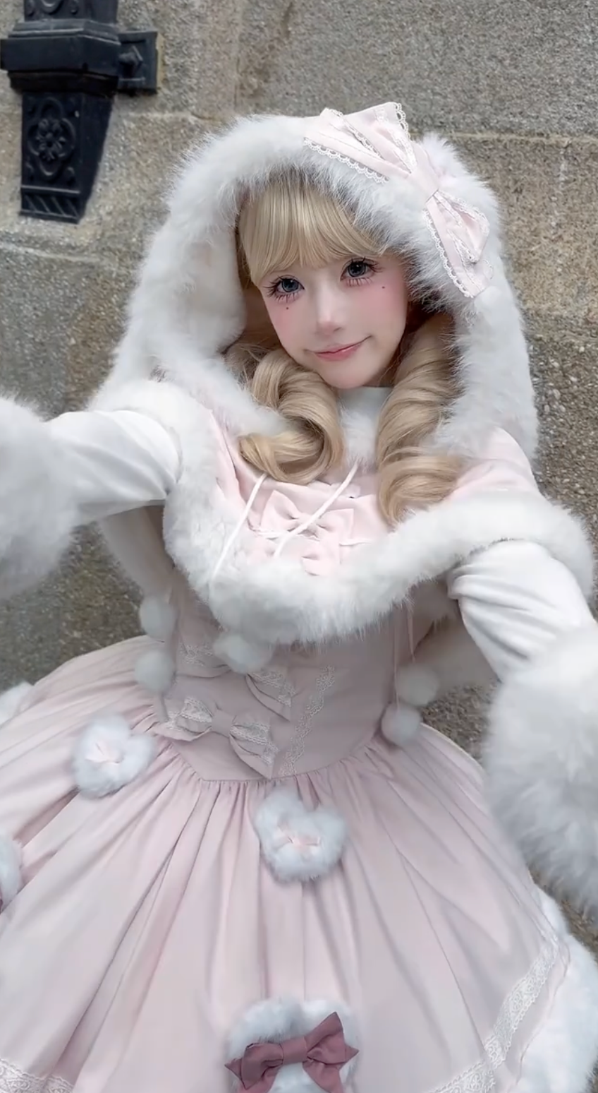 Winter Bunny Snowflake Princess Set (Soft Pink & White Fur)