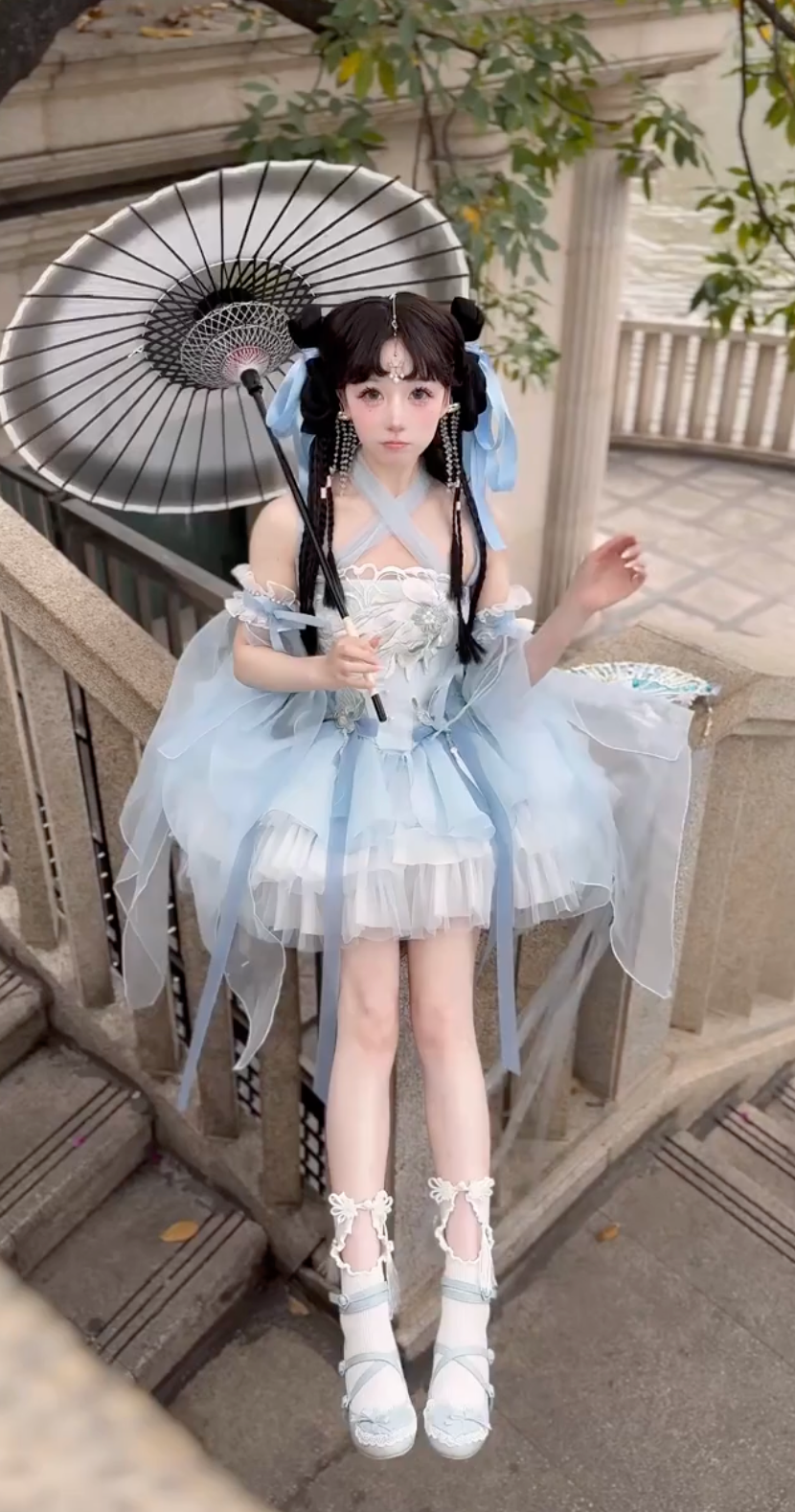 Celestial Lotus Doll JSK Set in Powder Blue