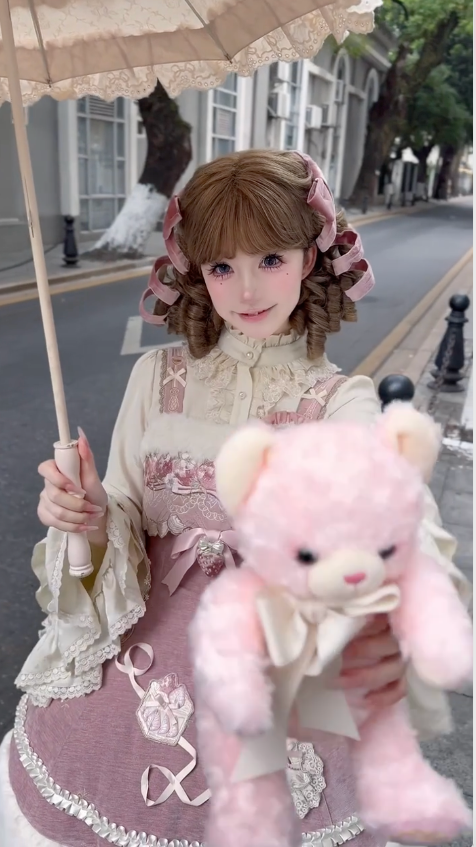 Strawberry Blush Victorian Lolita JSK Set (Soft Pink Set)