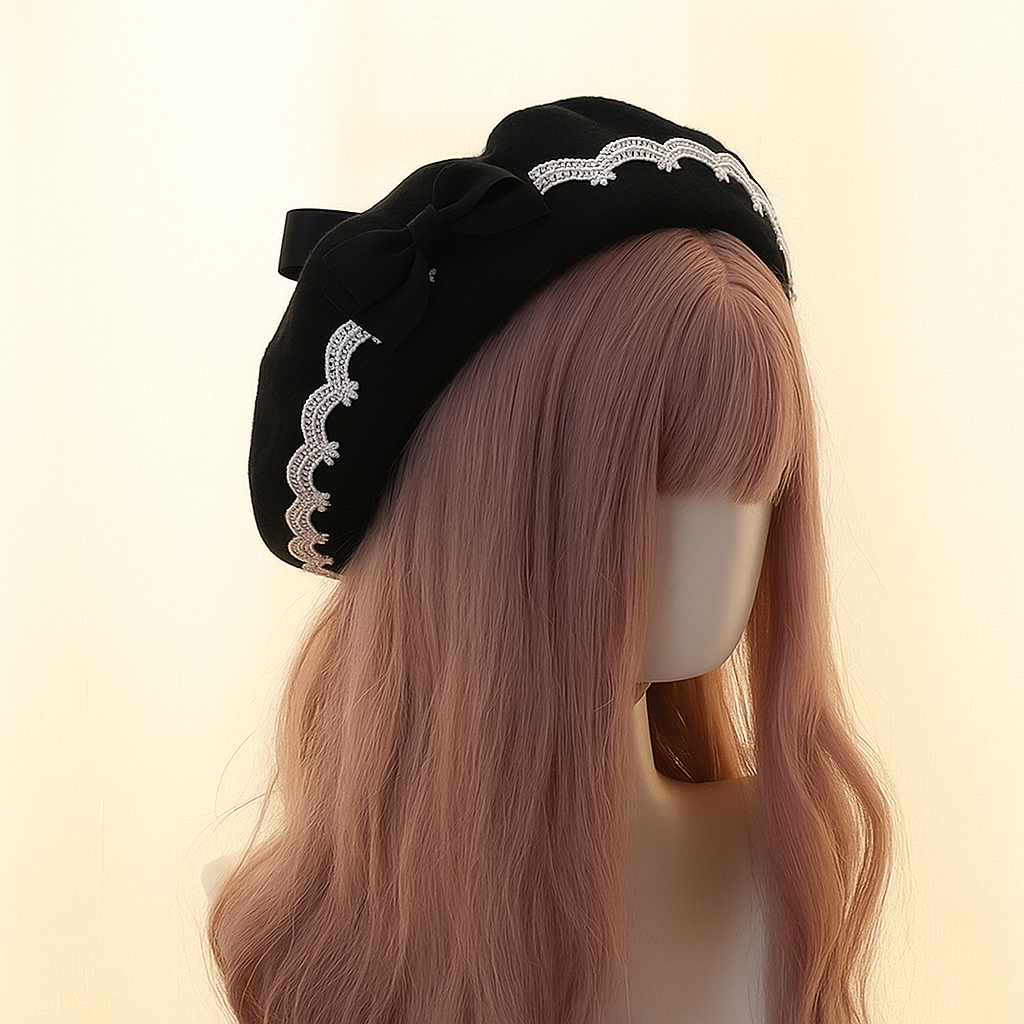 Sweet Bow Lace Beret