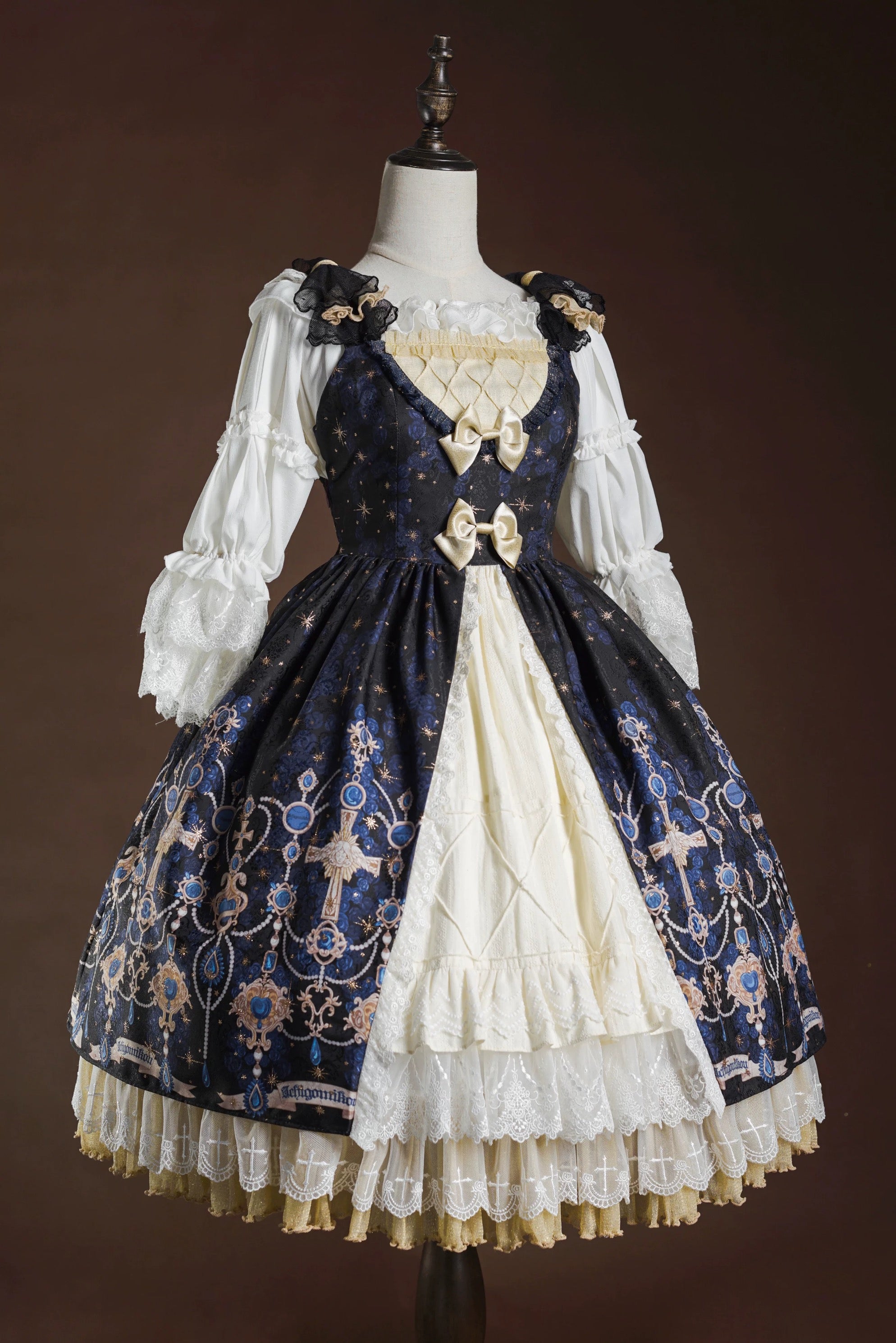 Celestial Symphony Lolita Jumper Dress (Midnight Blue & Crimson)