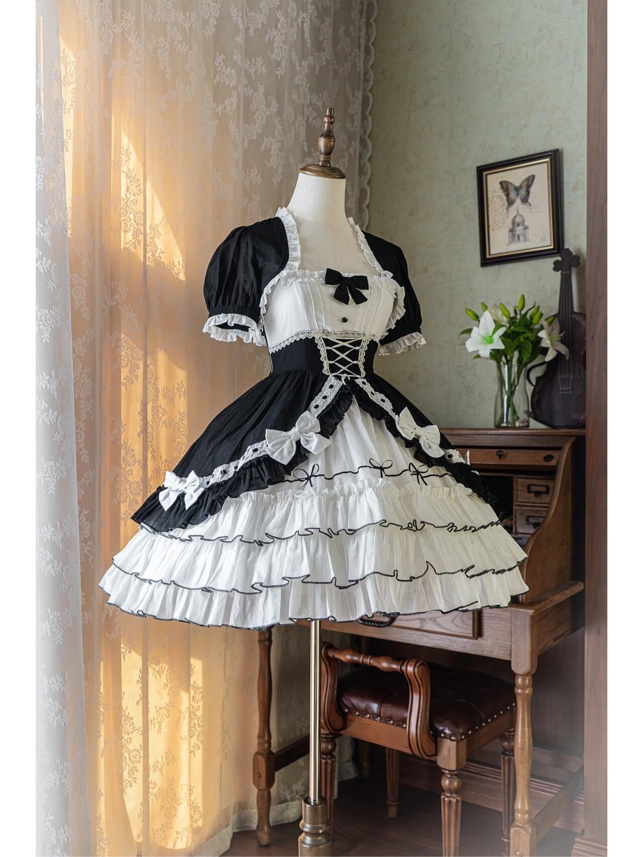 Plus Size Black & White Lolita Dress
