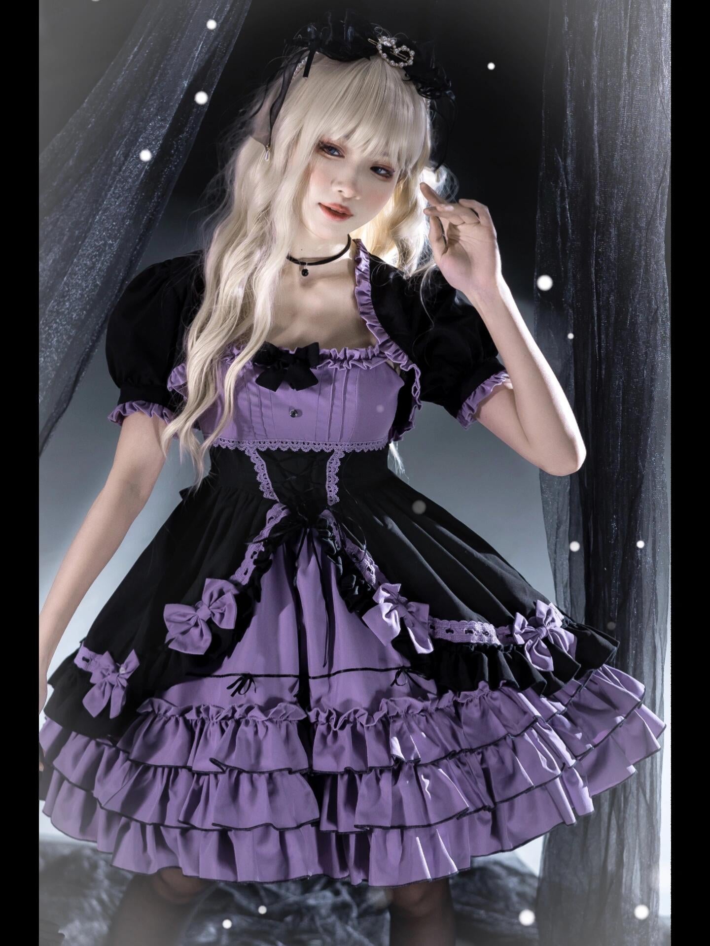 Purple & Black Plus Size Lolita Dress in Gothic Style