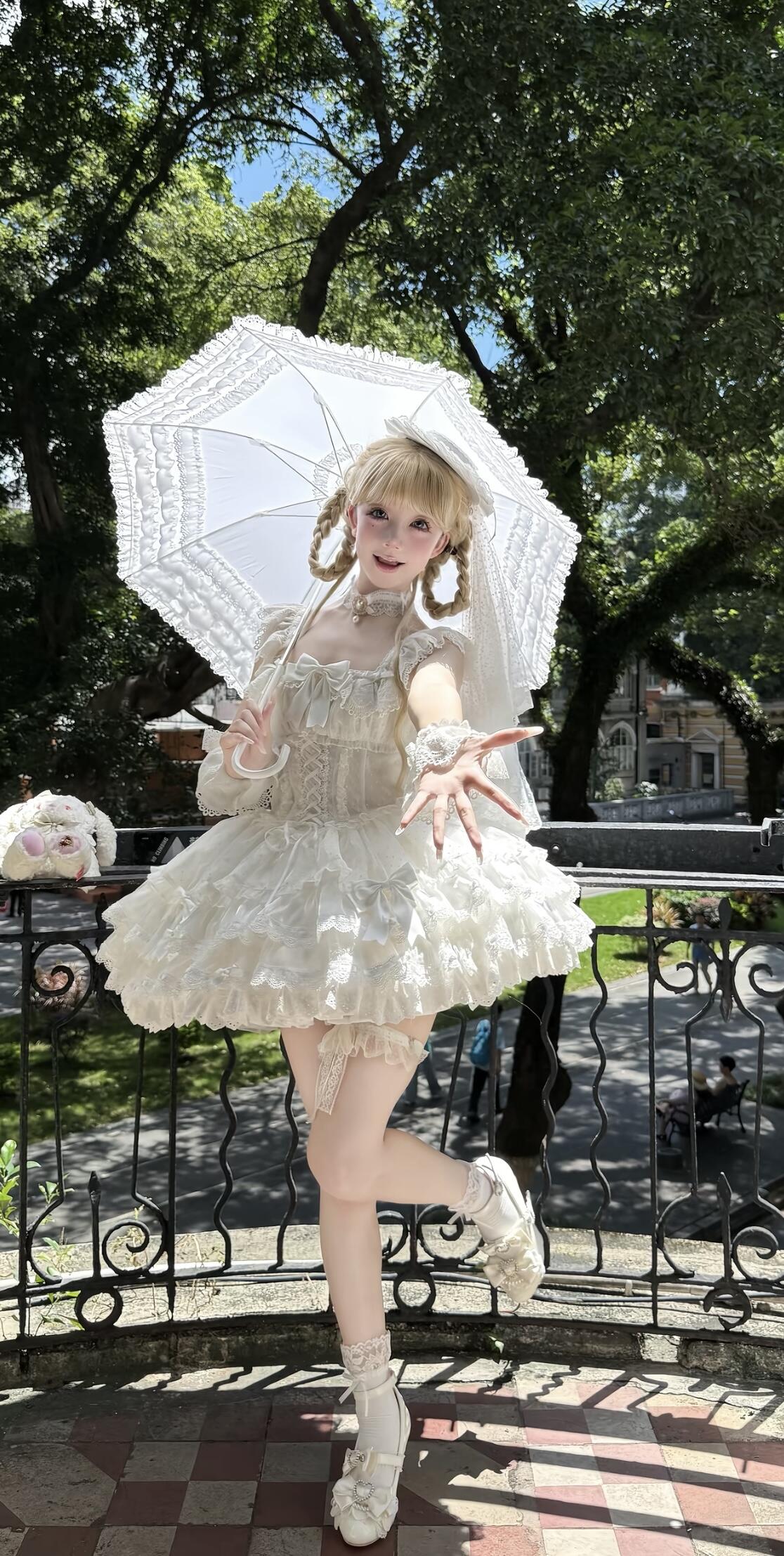 Ethereal Lace Doll Lolita Dress with Bonnet