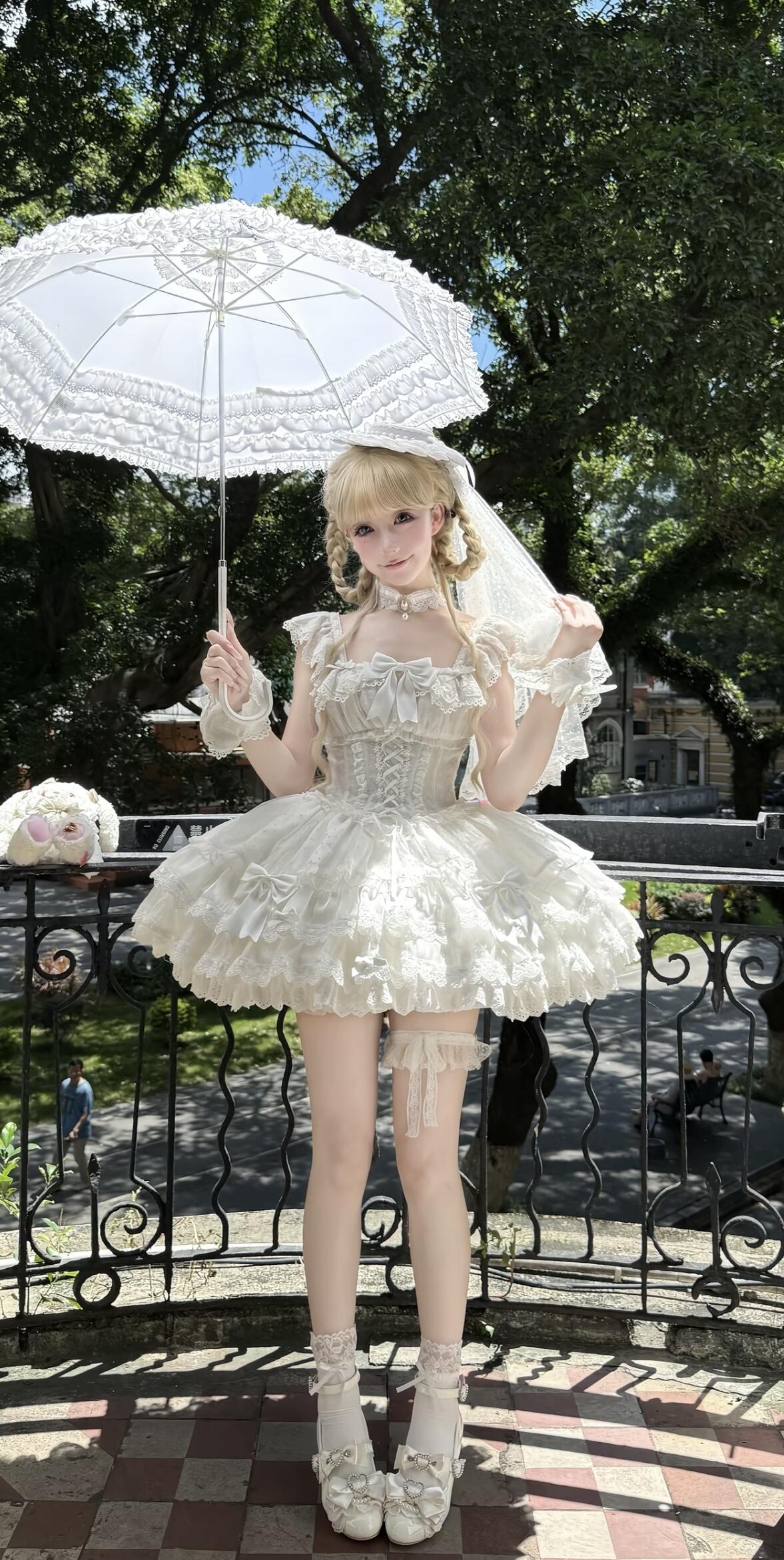 Ethereal Lace Doll Lolita Dress with Bonnet