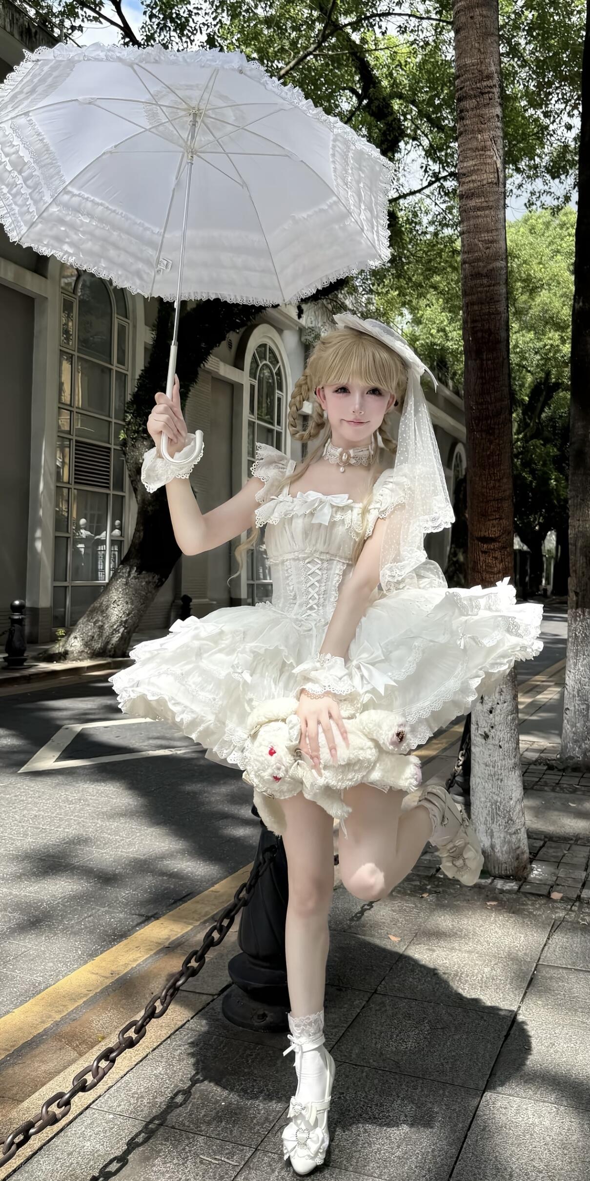 Ethereal Lace Doll Lolita Dress with Bonnet