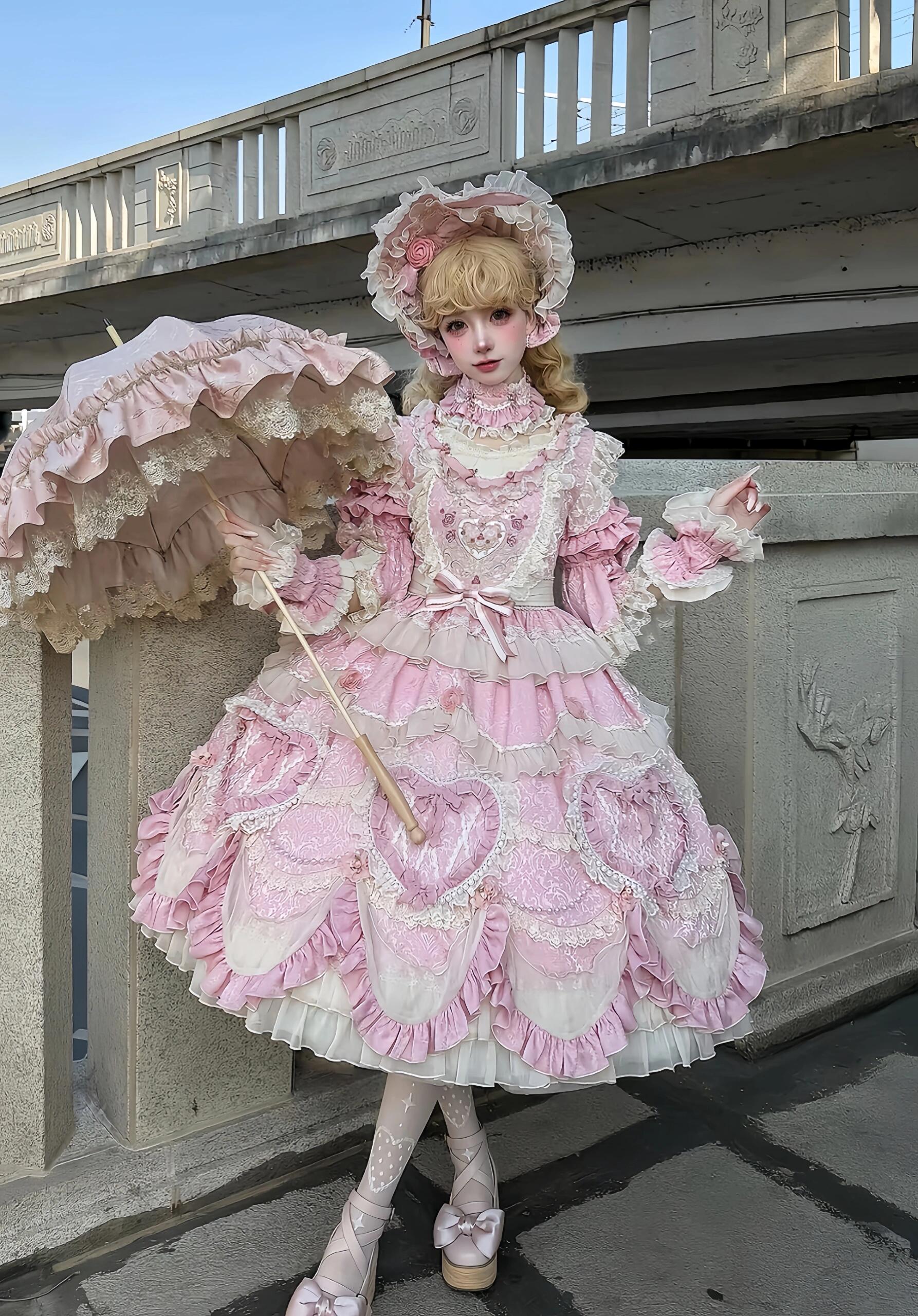 Rococo Valentine Symphony Lolita Dress (Pink OP)