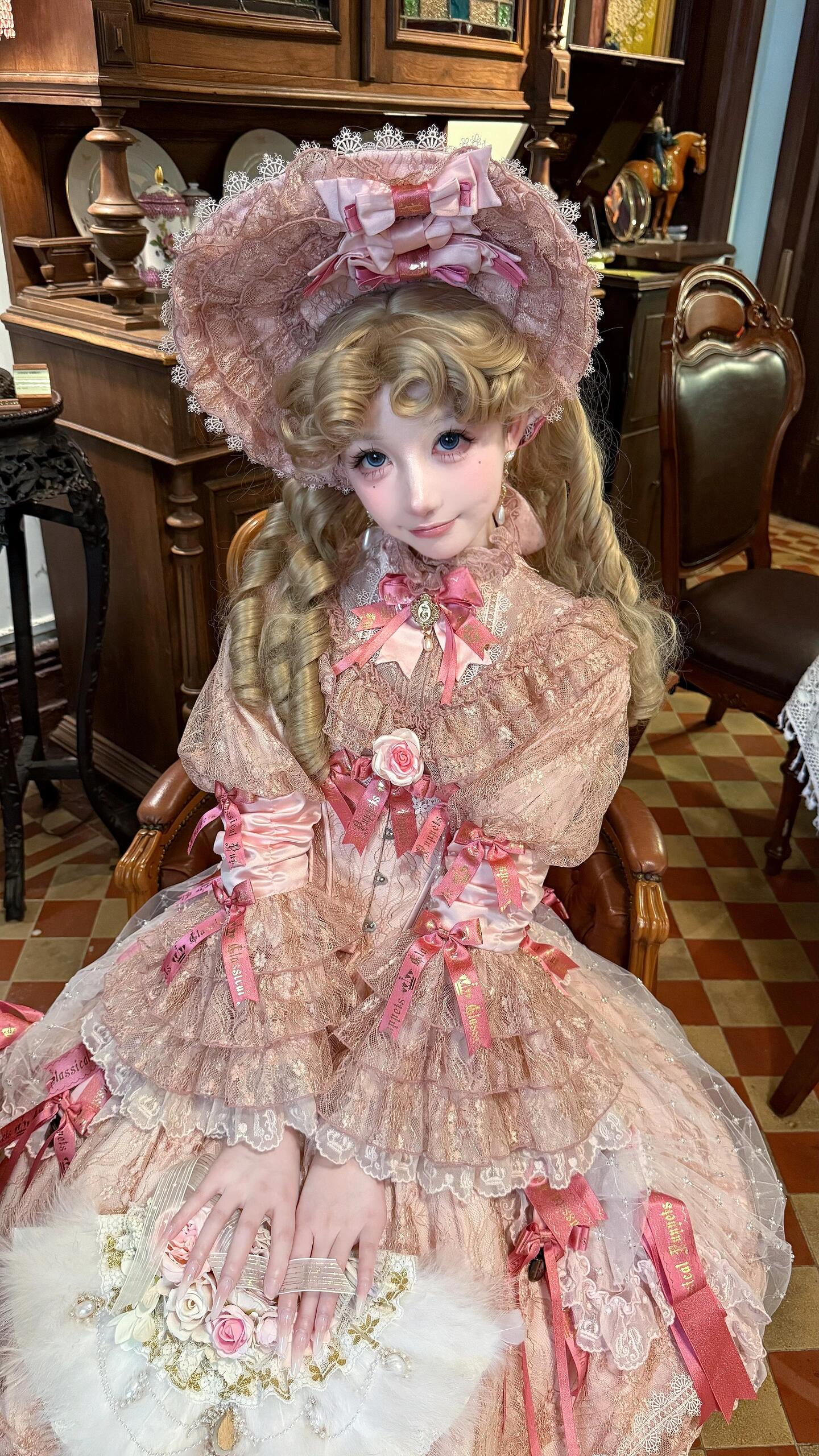 Rococo Blush Rose Court Gown (Vintage Pink)