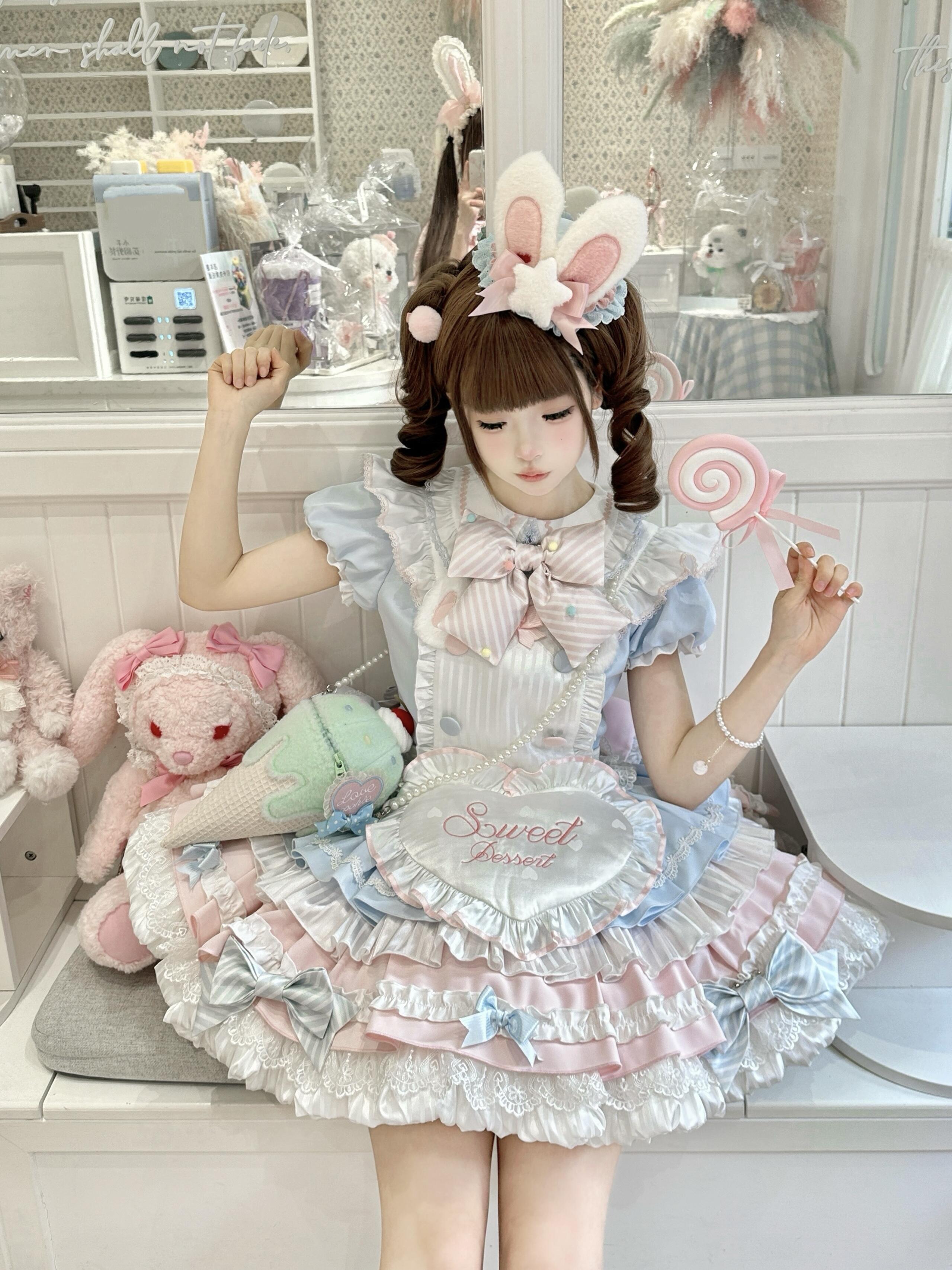 Sweet Dessert Lolita Dress Blue – Kawaii Bakery Outfit