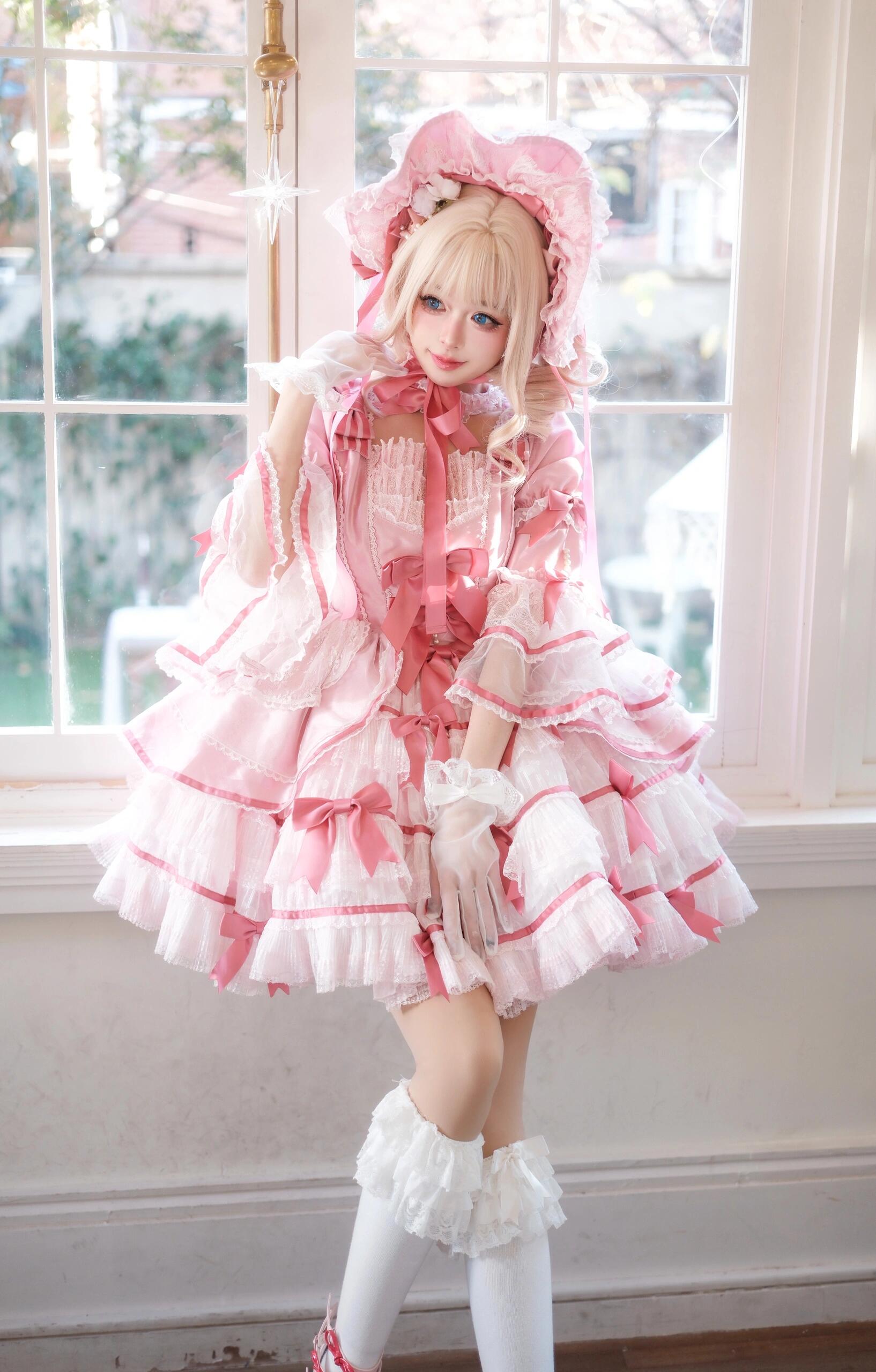 Ruffled pink Lolita costume