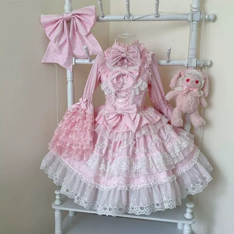 Pink ruffle dress tea party look