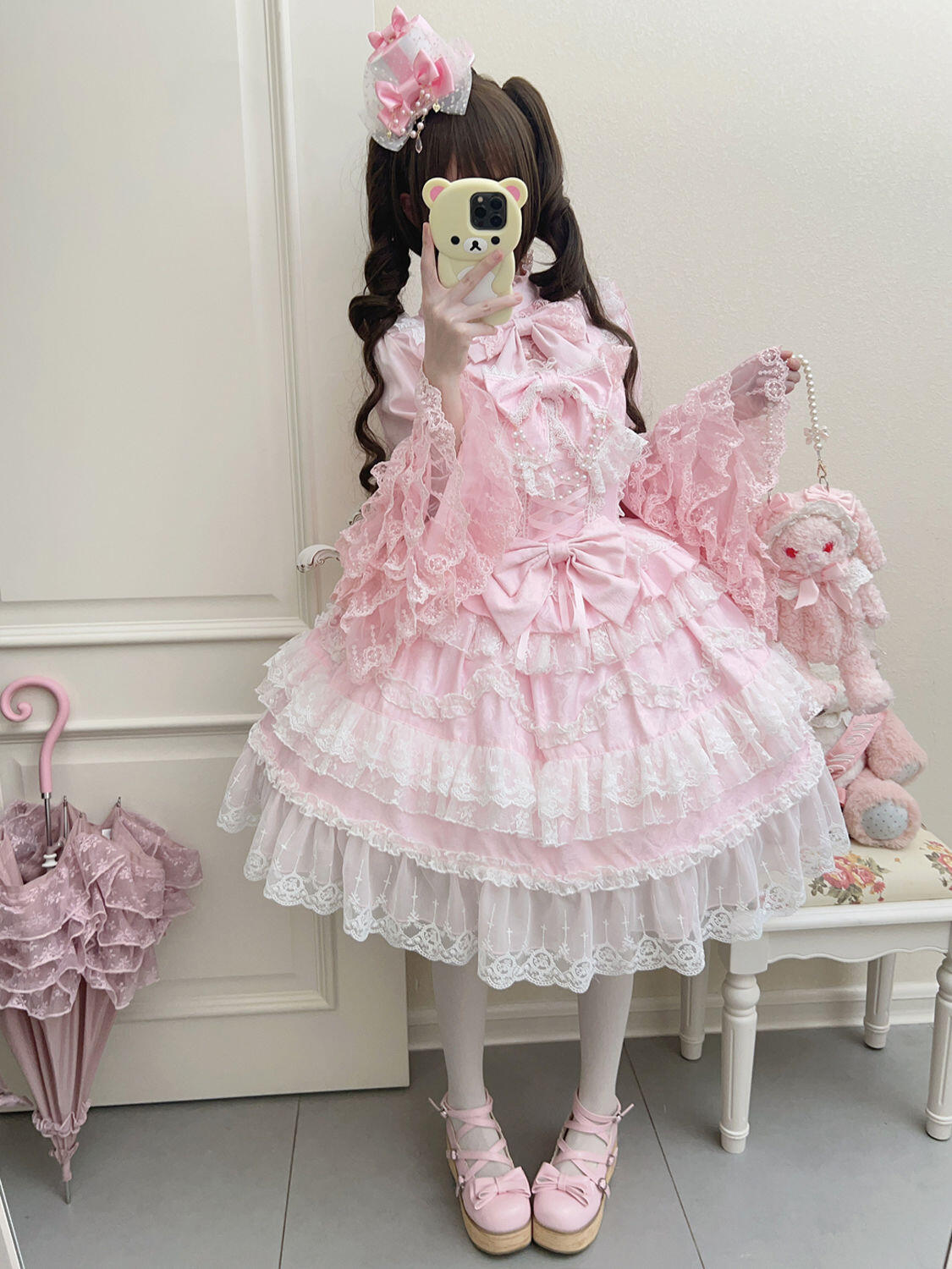 Pink ruffle dress