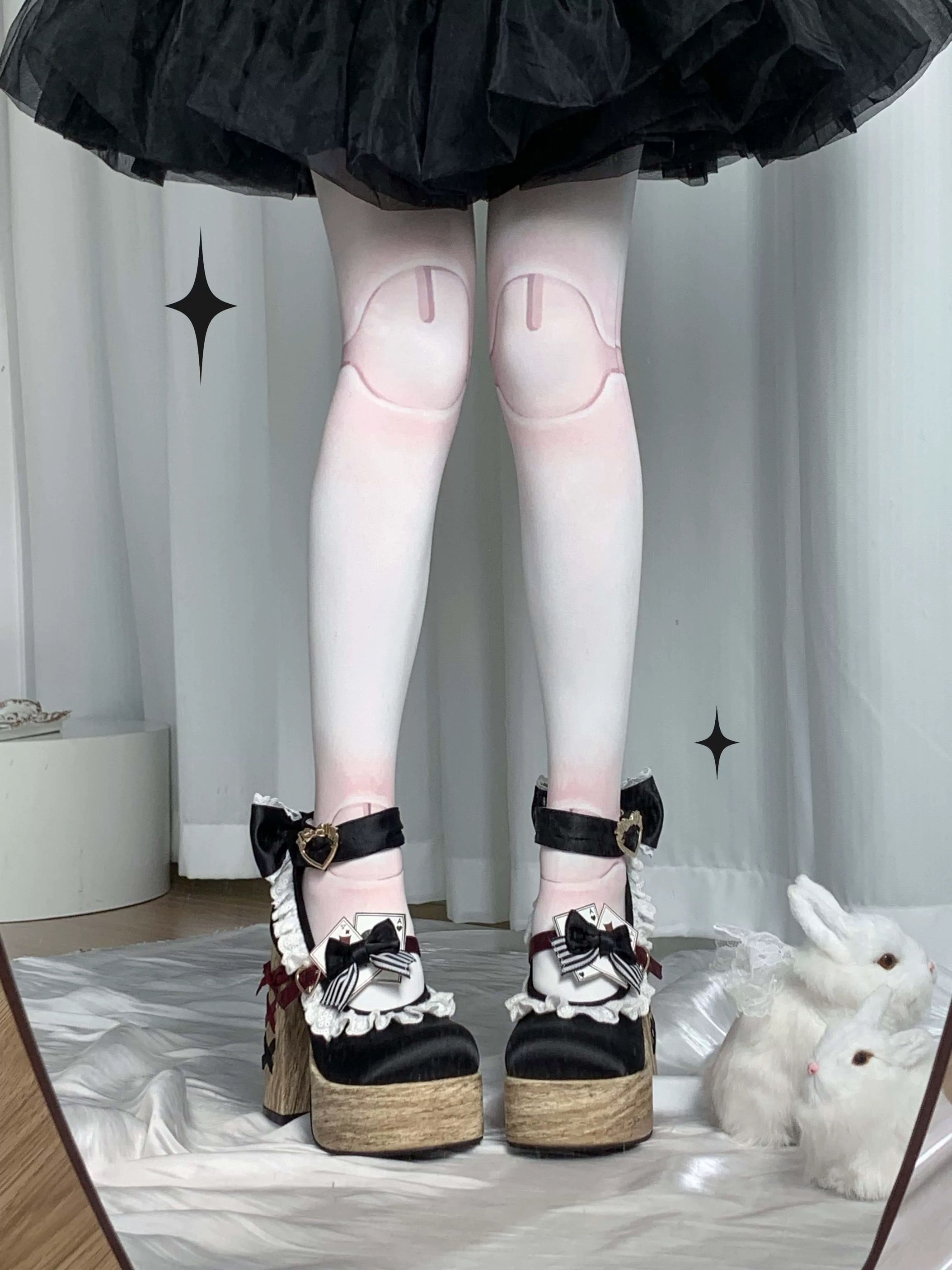 Alice in Wonderland Lolita Platform Shoes in Black, Blue, Red and Brown
