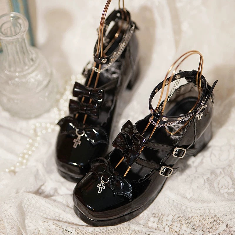 Mary Jane Gothic Lolita Heels Black, Red, Blue & White