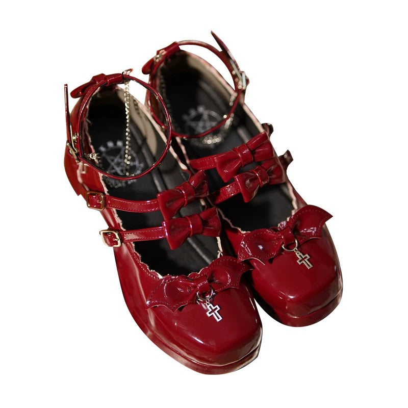 Mary Jane Gothic Lolita Heels Black, Red, Blue & White