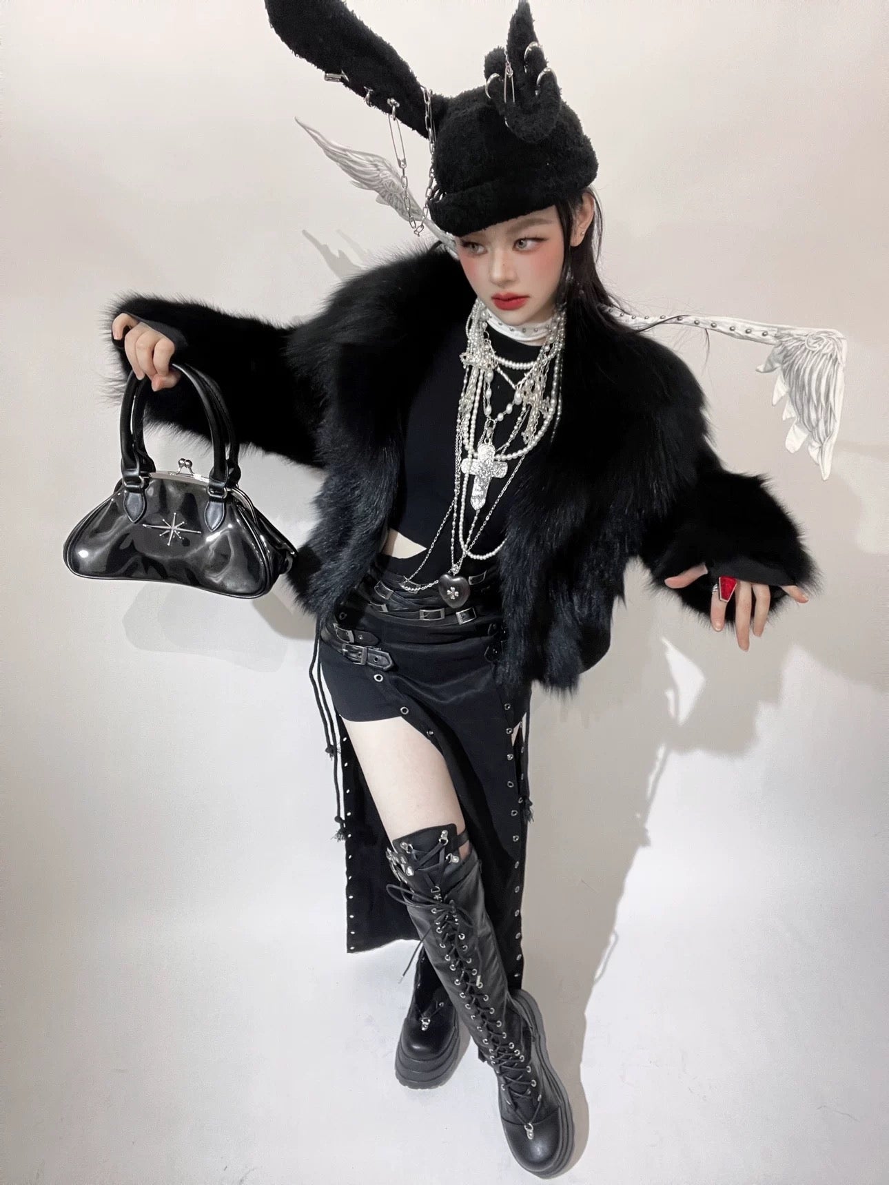 Black Matte Over-the-Knee Platform Boots