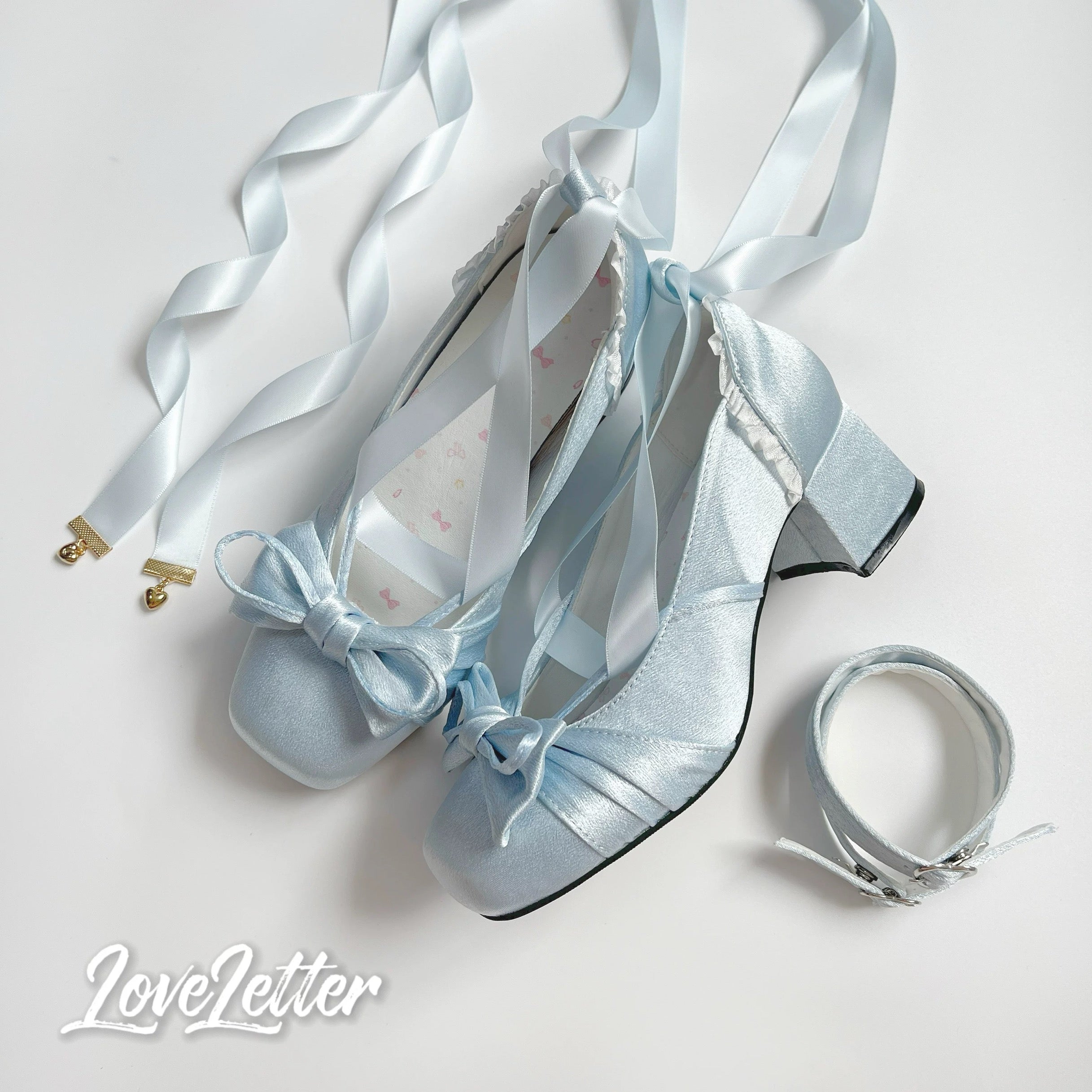 Love Letter Lolita Heels with ribbon-tied pumps