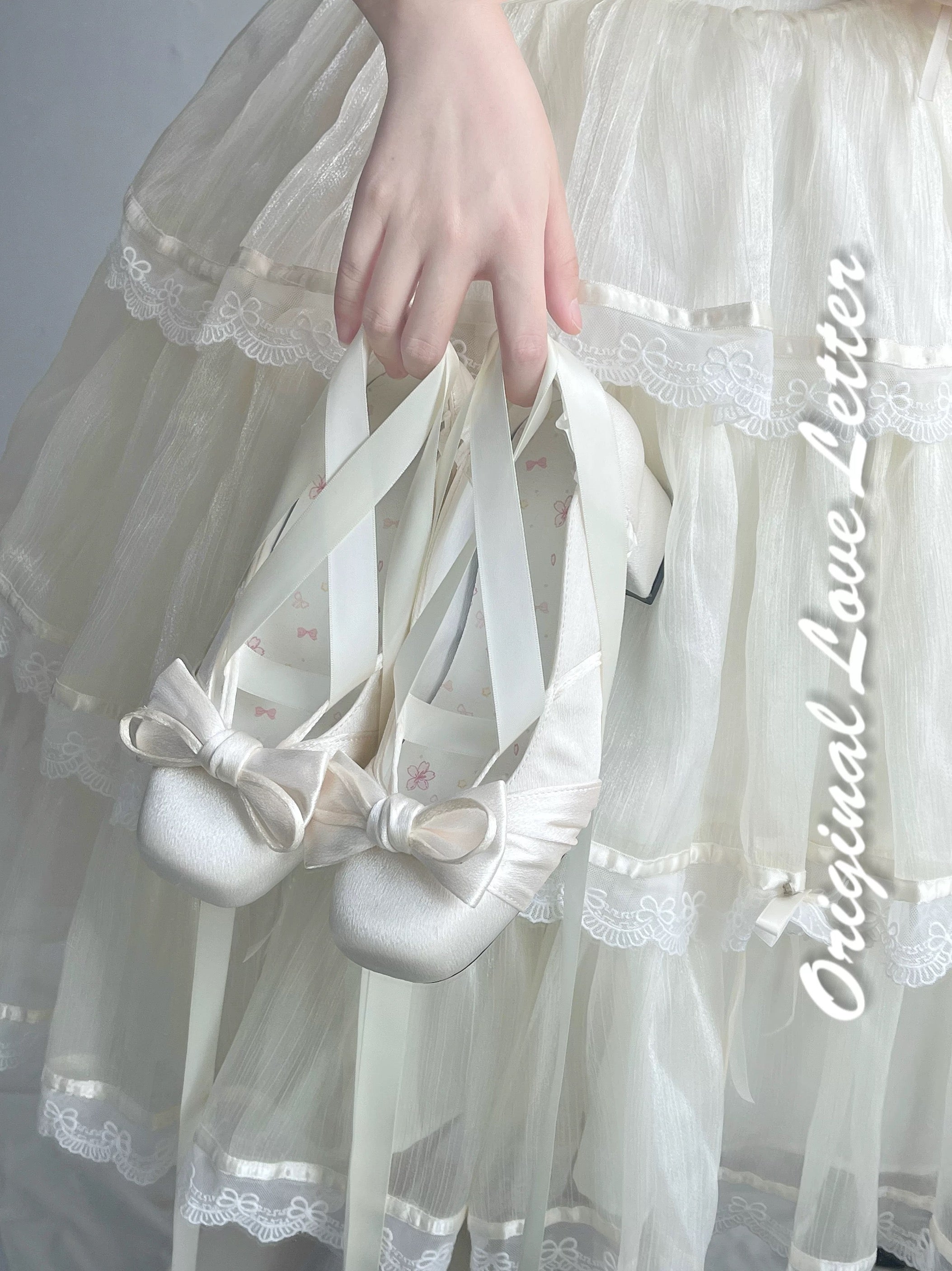 Love Letter Lolita Heels with ribbon-tied pumps