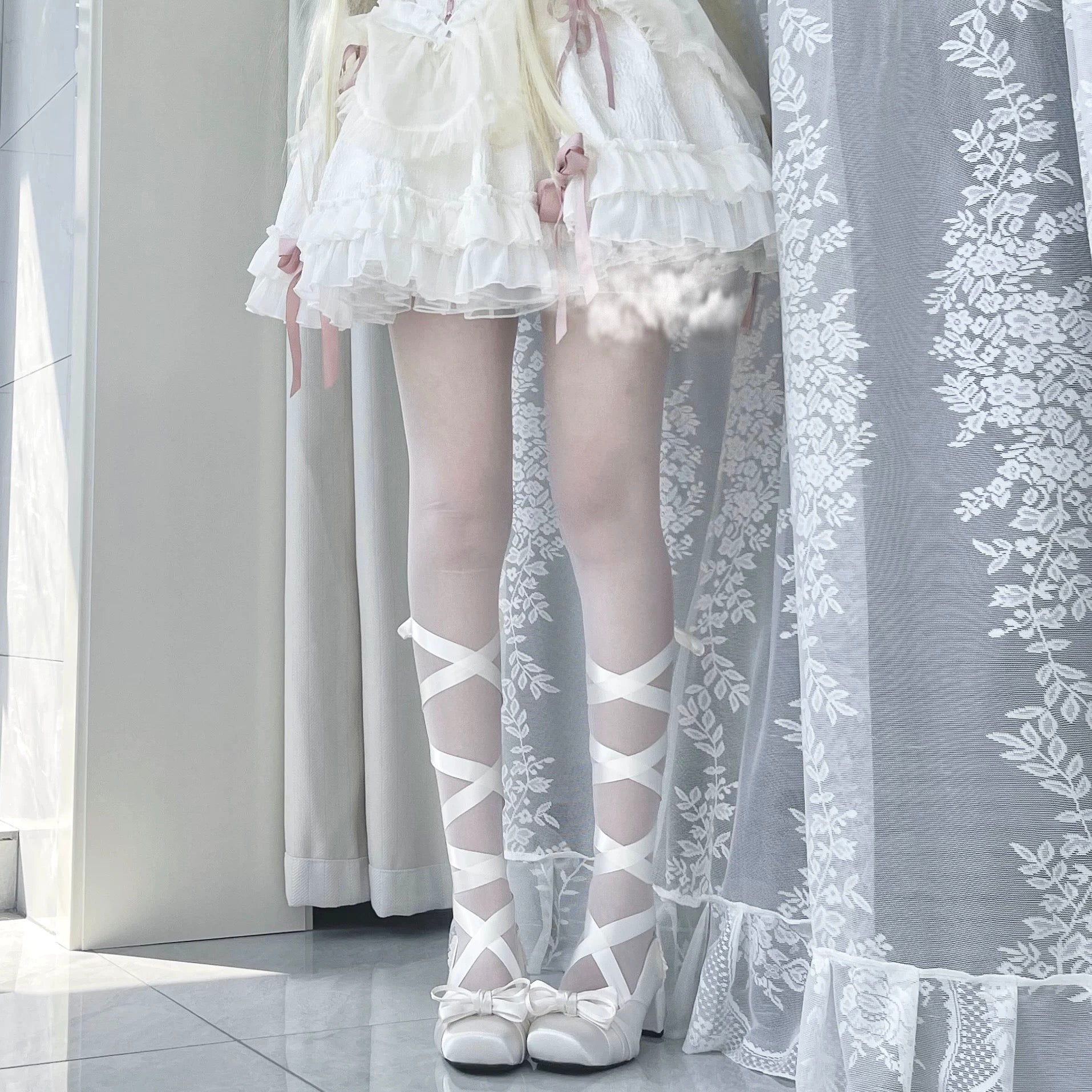 Love Letter Lolita Heels with ribbon-tied pumps
