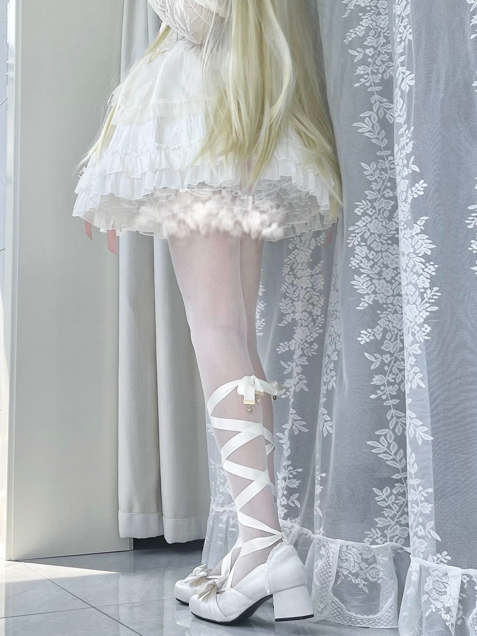Love Letter Lolita Heels with ribbon-tied pumps