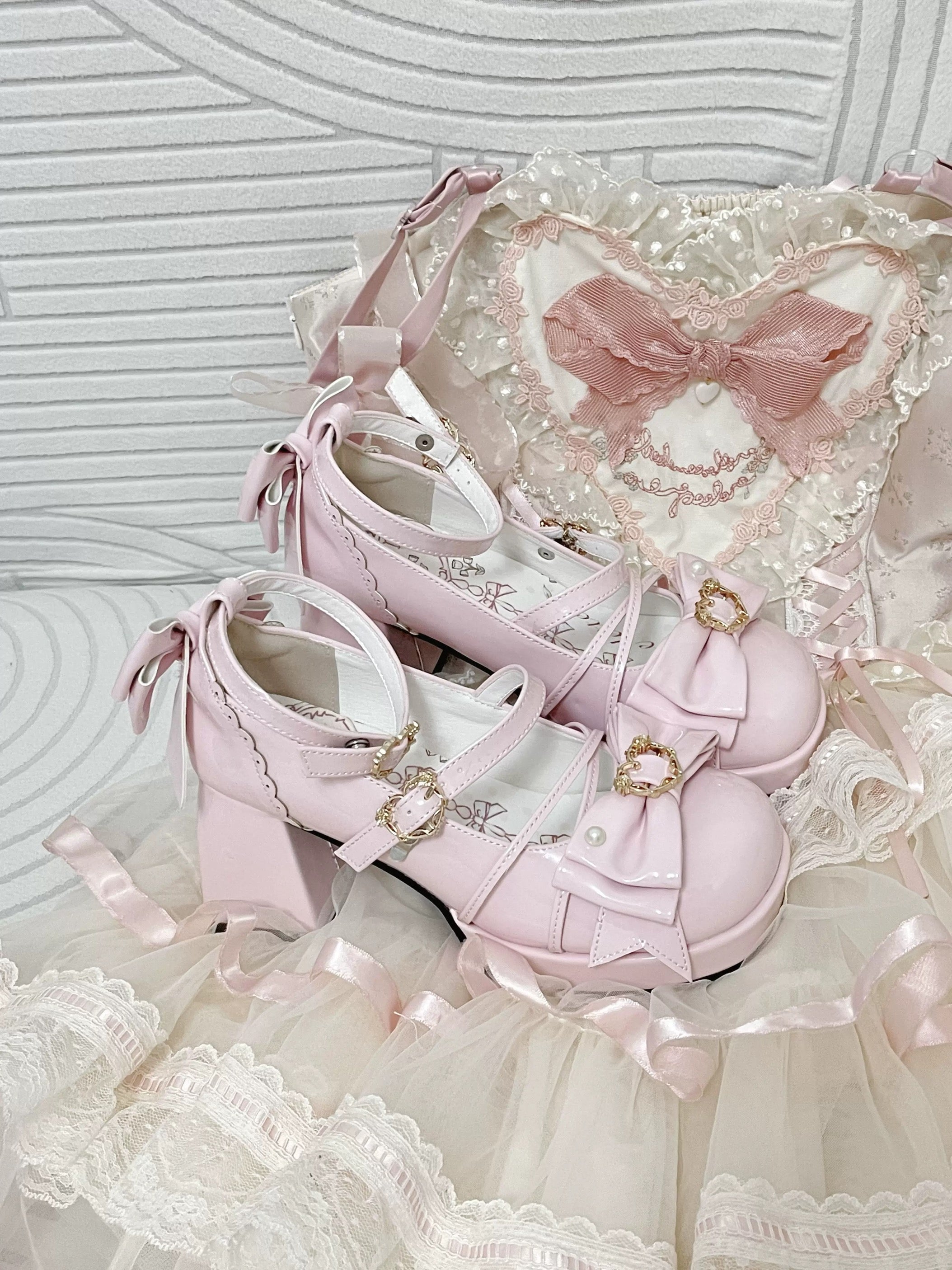 Sweet Lolita Princess Heart Bow Heels