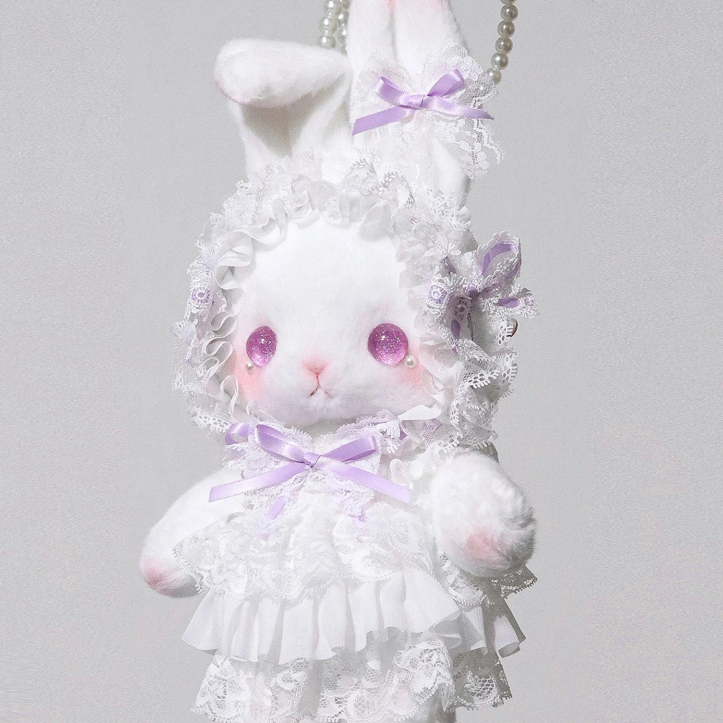 Cute white bunny bag with lace dress