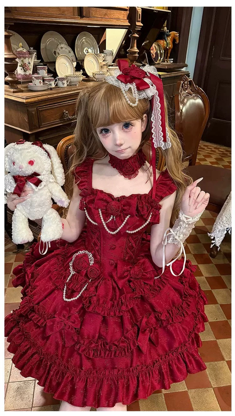 Elegant floral Red dress