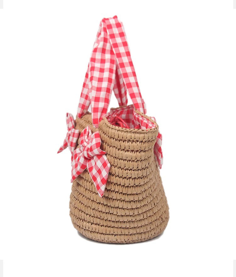 Cherry Picnic Straw Tote Bag