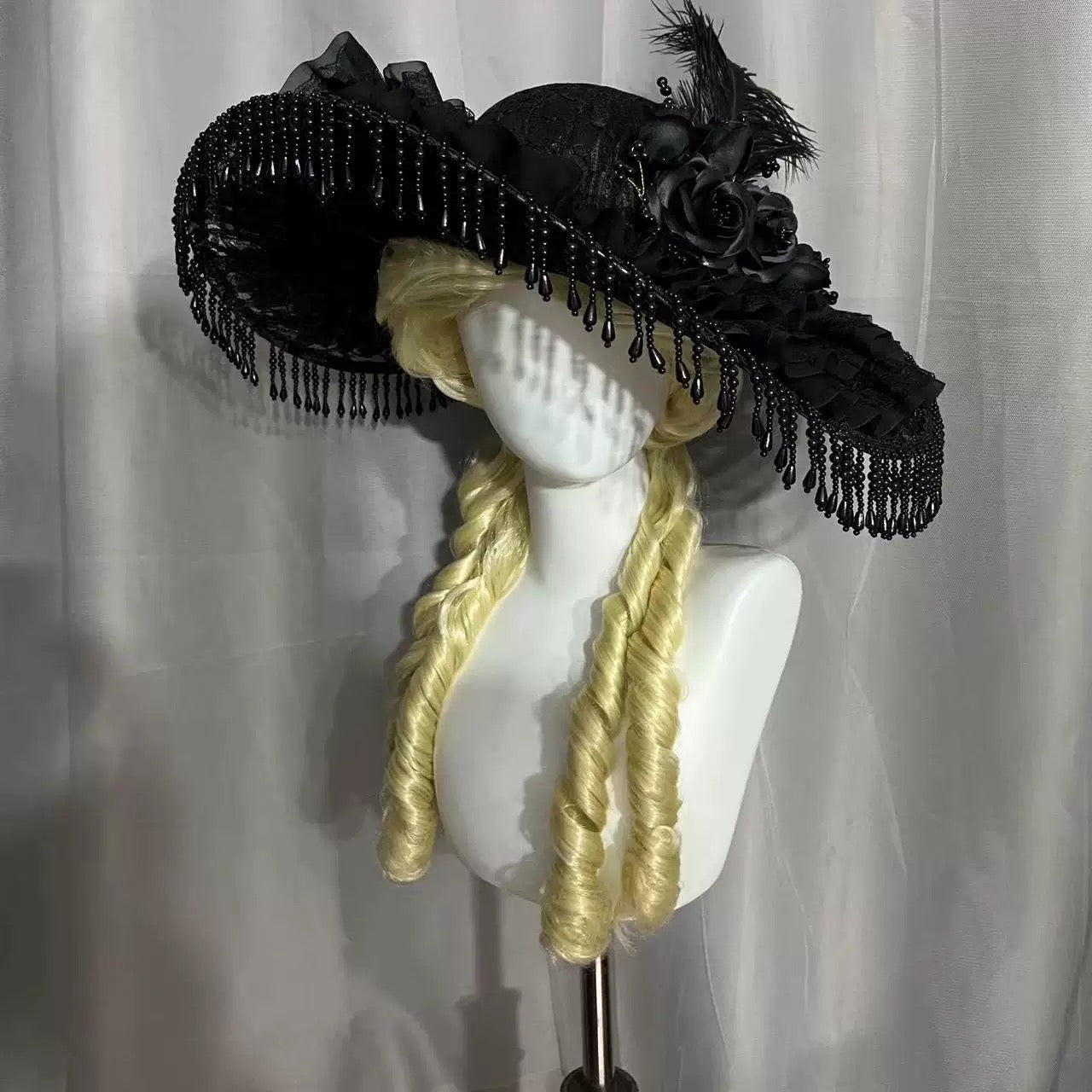 Victorian Elegance Beaded Rose Hat