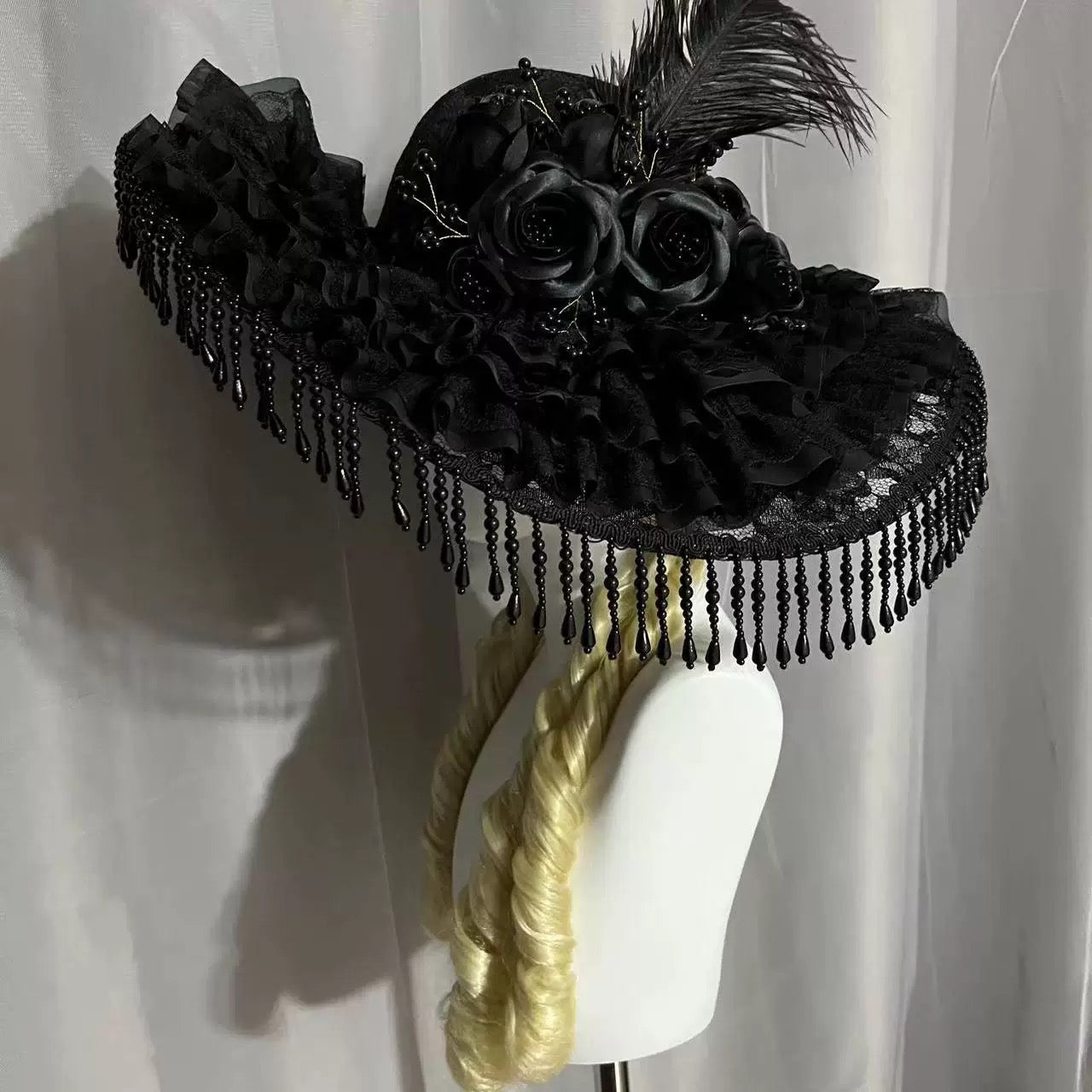 Victorian Elegance Beaded Rose Hat