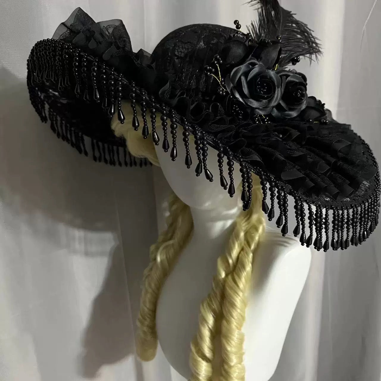 Victorian Elegance Beaded Rose Hat