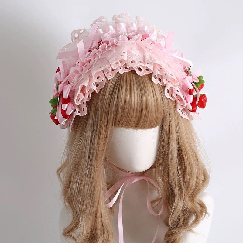 Strawberry Ribbon Lace Headband