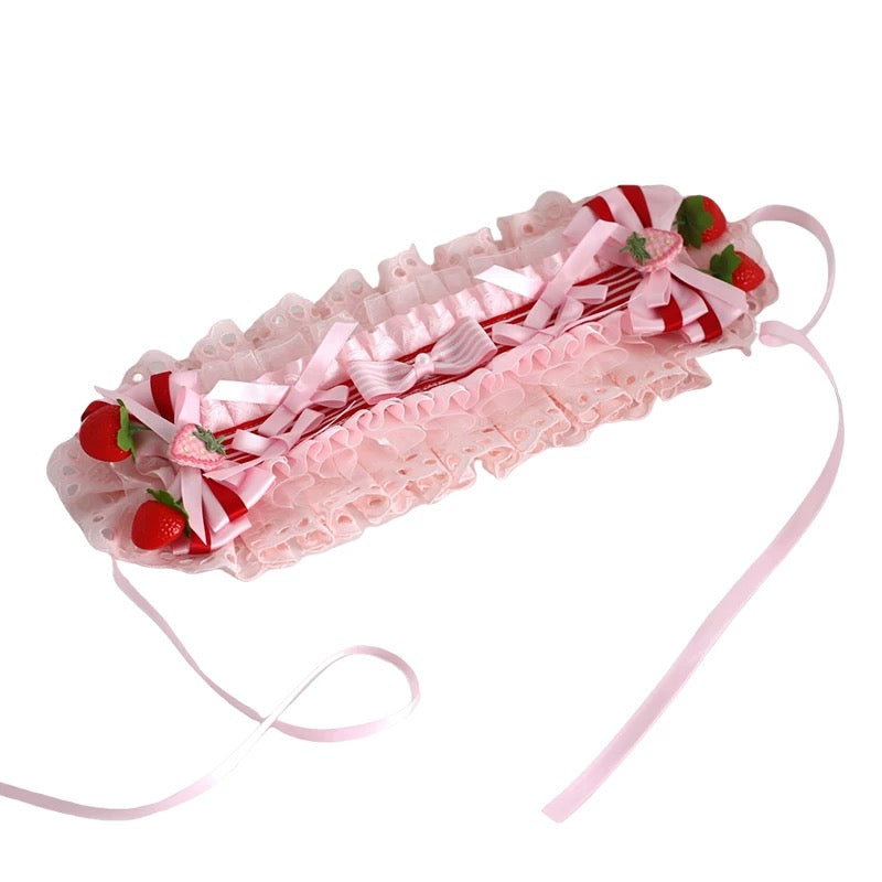 Strawberry Ribbon Lace Headband