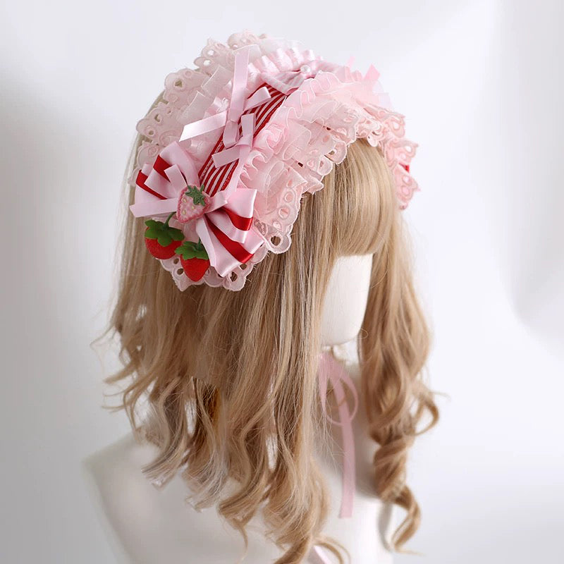 Strawberry Ribbon Lace Headband