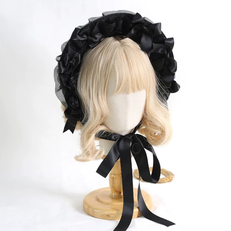 Midnight Elegance Lace Bonnet
