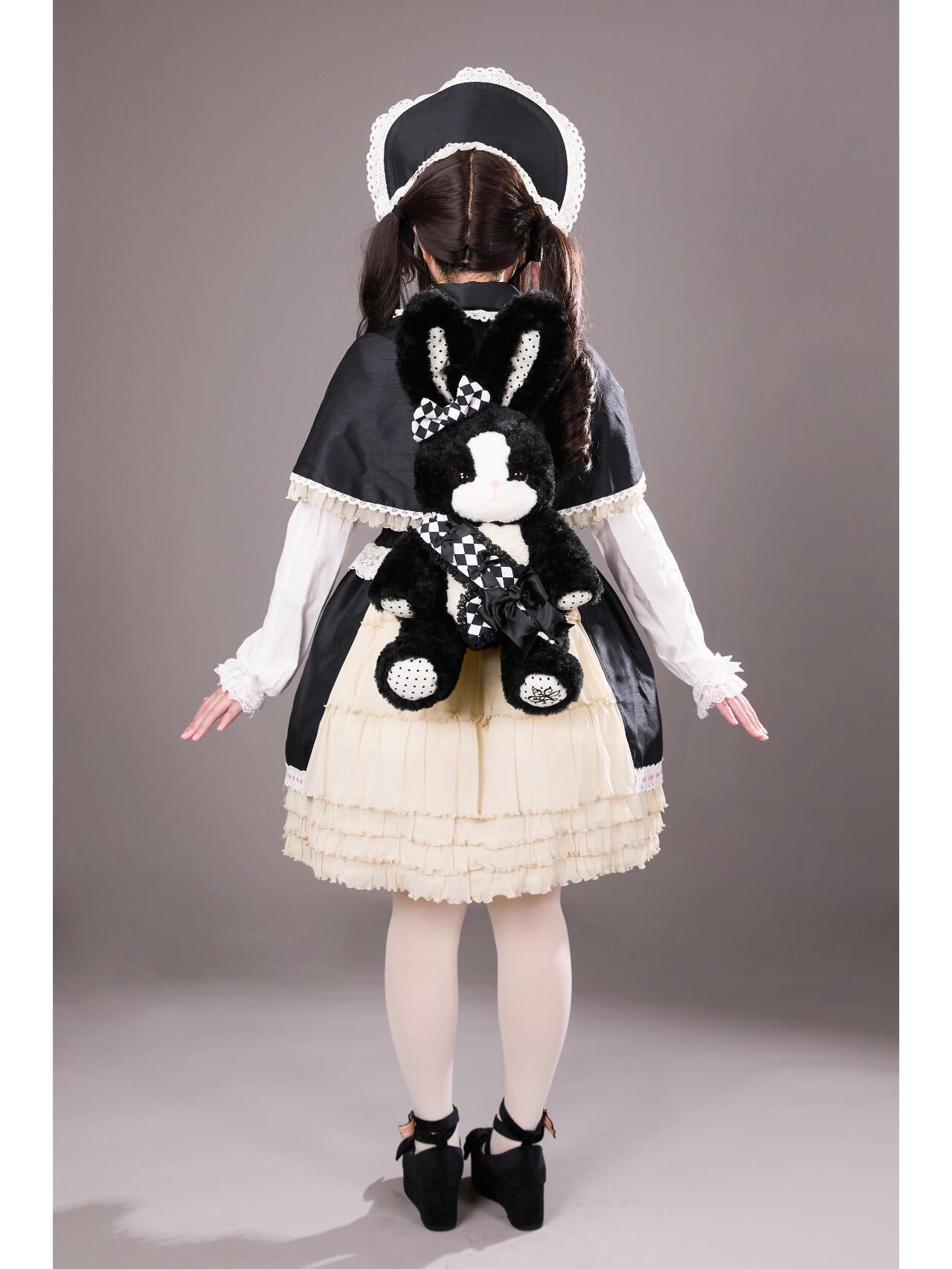 Back view with MOMO Plush Large Bag Black