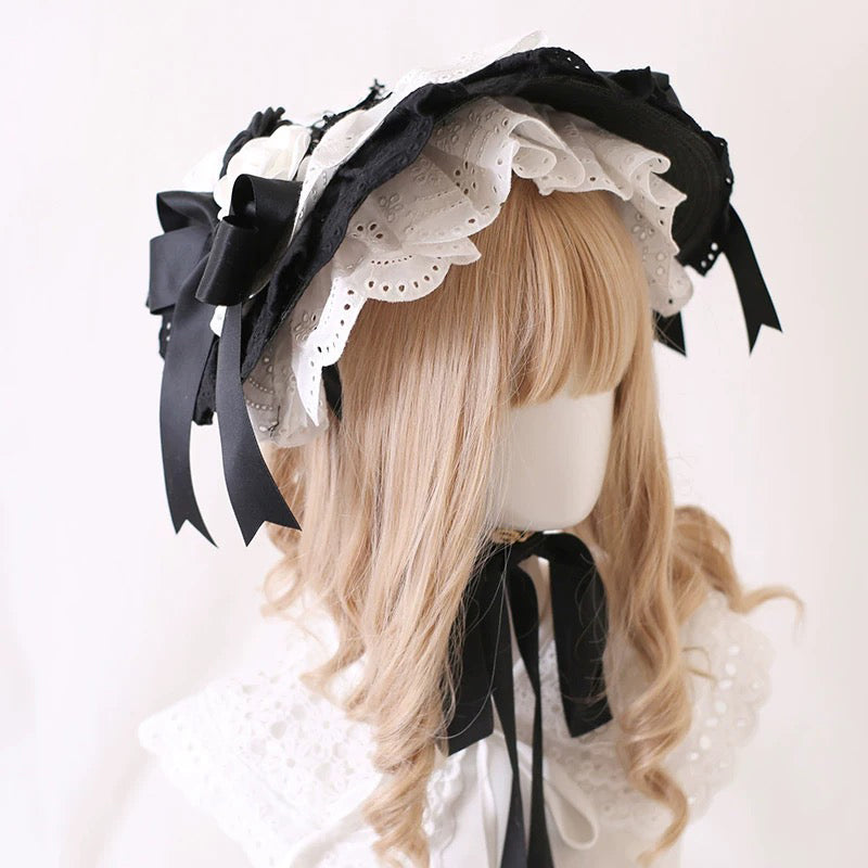 Romantic Lace Rose Bonnet