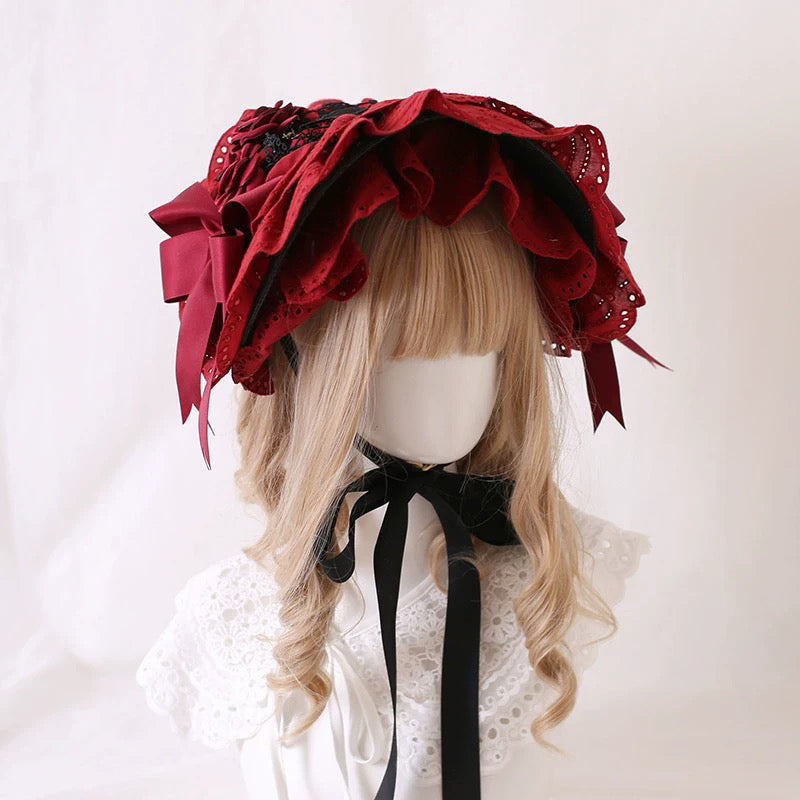Romantic Lace Rose Bonnet