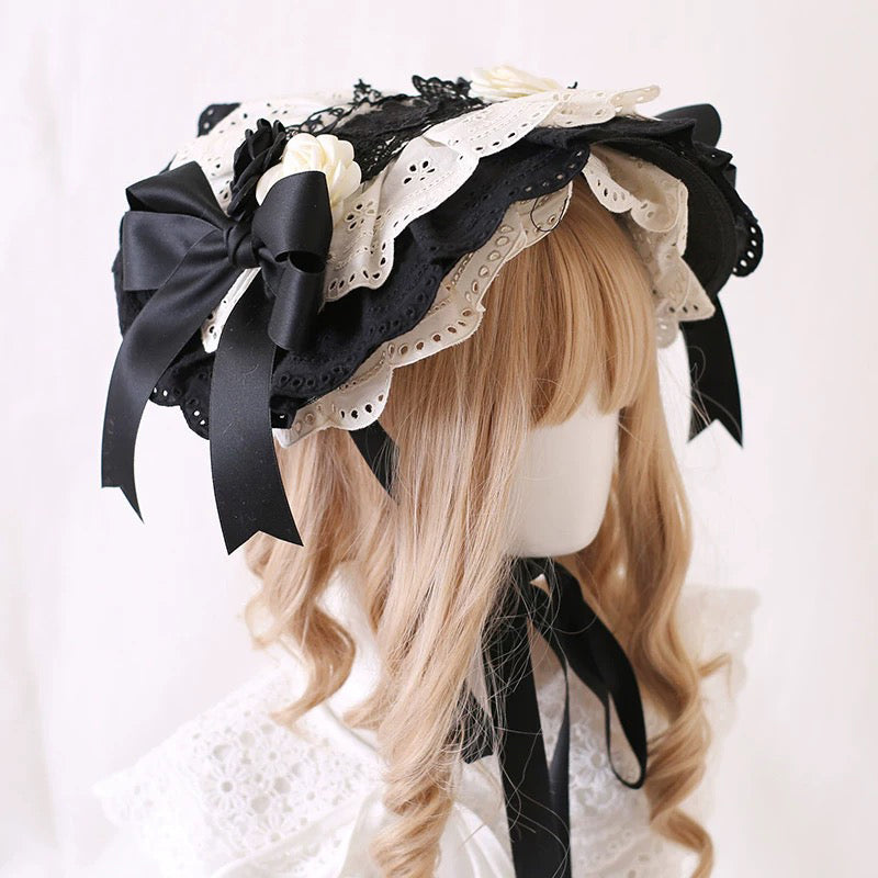 Romantic Lace Rose Bonnet
