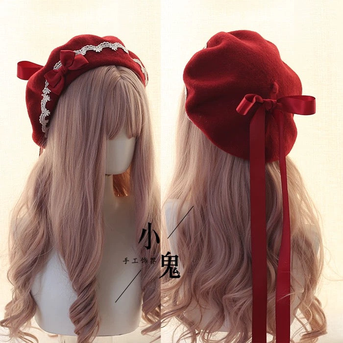 Sweet Bow Lace Beret