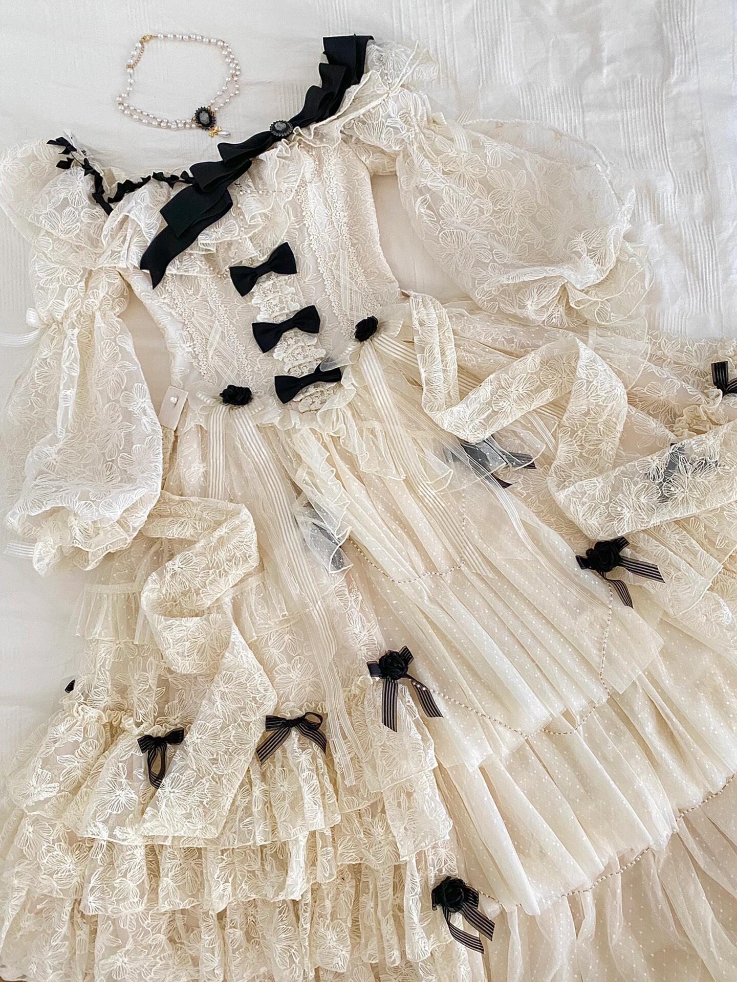 Lolita dress in Rococo style with off shoulder design