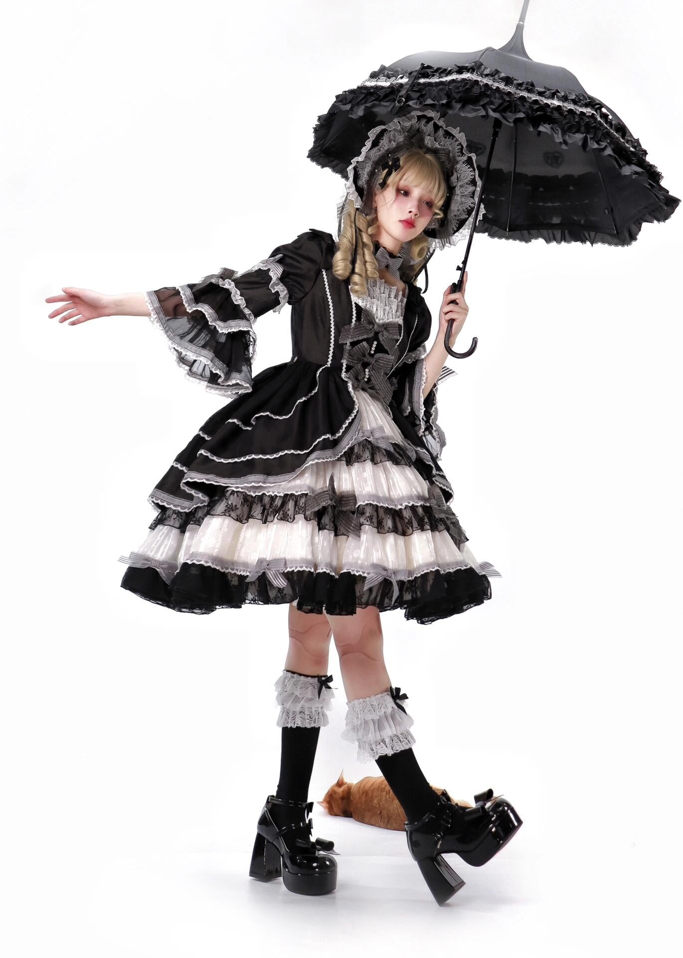 Midnight Ribbon Elegance OP Dress (Bonnet Not Included)