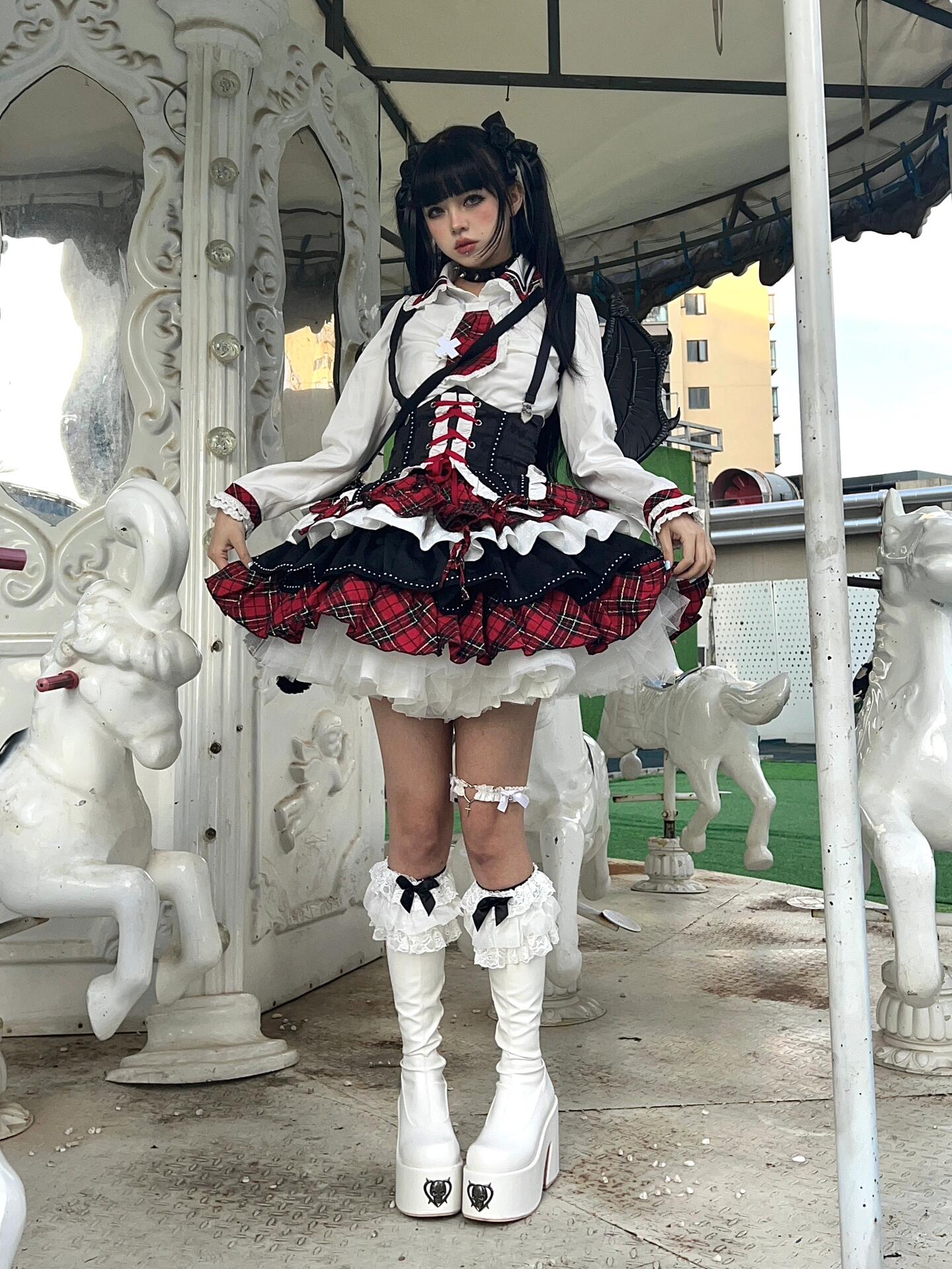 Gothic corset outfit paired with boots