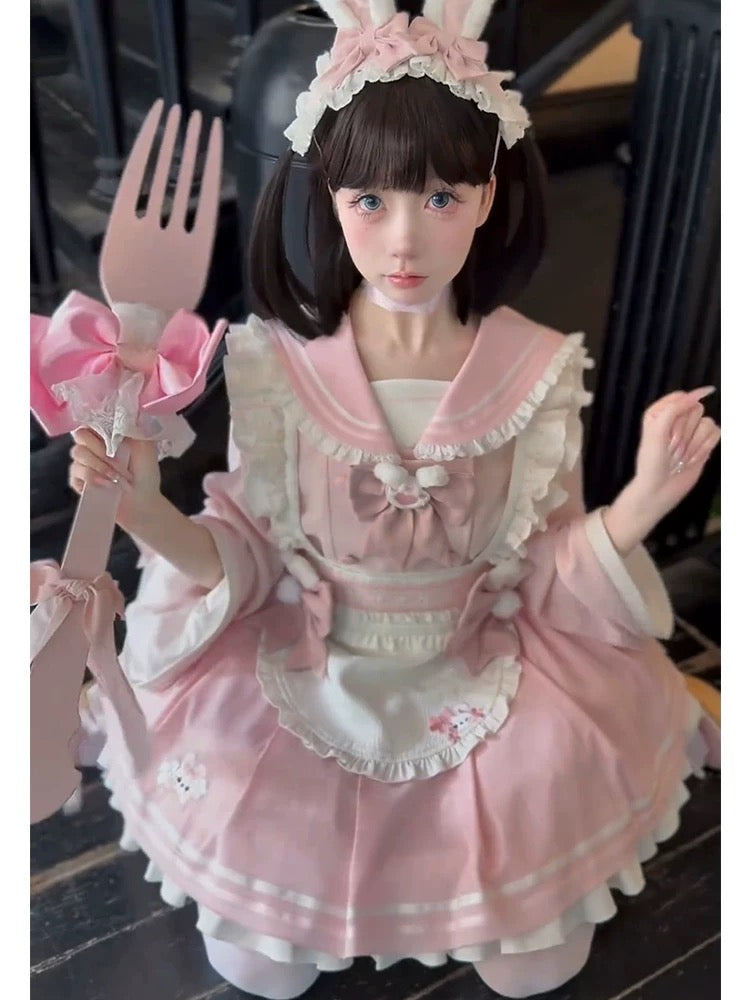 Sweet Bunny Lolita outfit set in pink